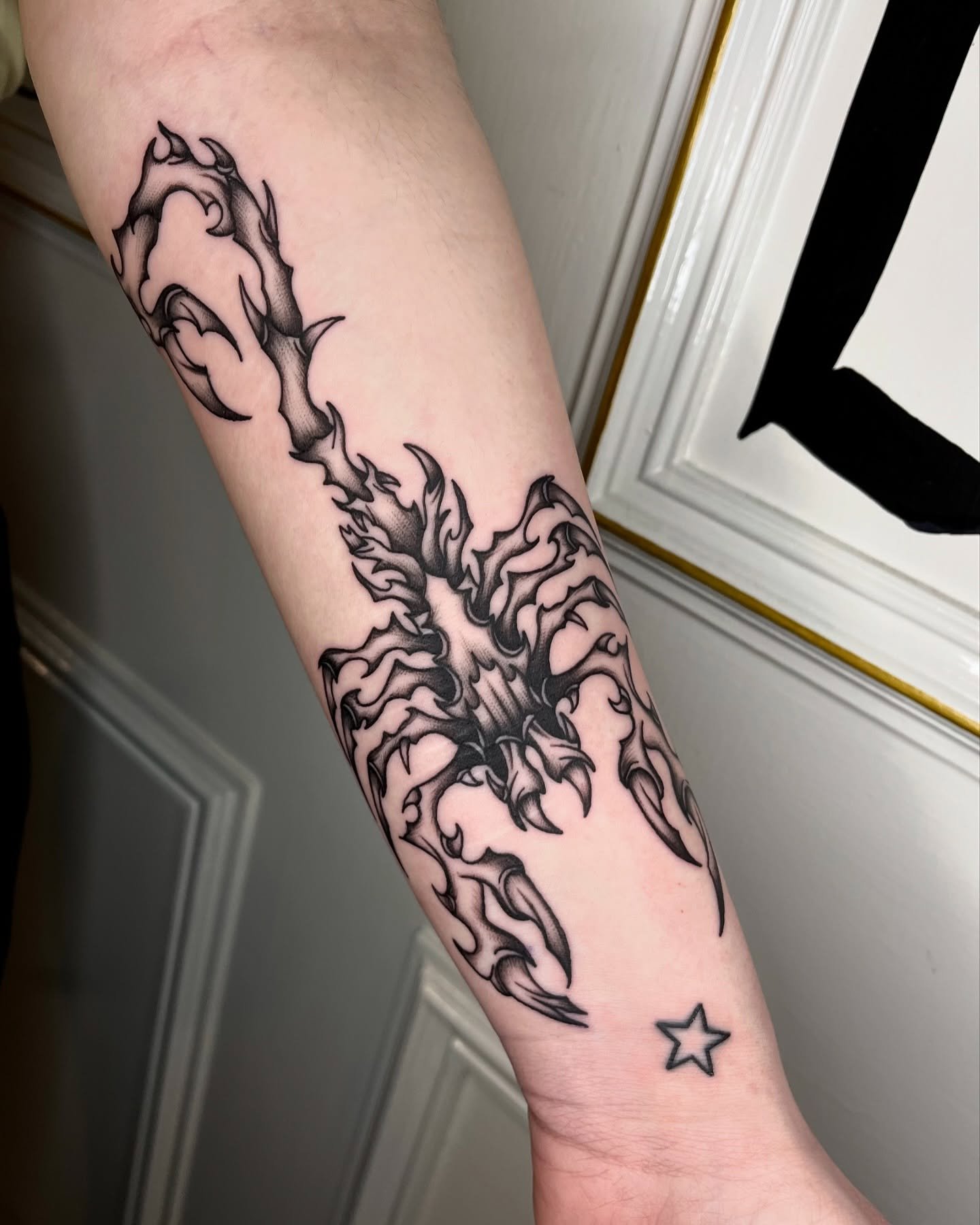 . S C O R P I O .

Dark vibes on this custom scorpion. 

Thankyou so much to @eliiiiseg - absolute blast doing this and your tunes are always on point 🔥

#scorpio #scorpion #scorpiontattoo #darktattoo #creepytattoo #blackworktattoo #customtattoo #li