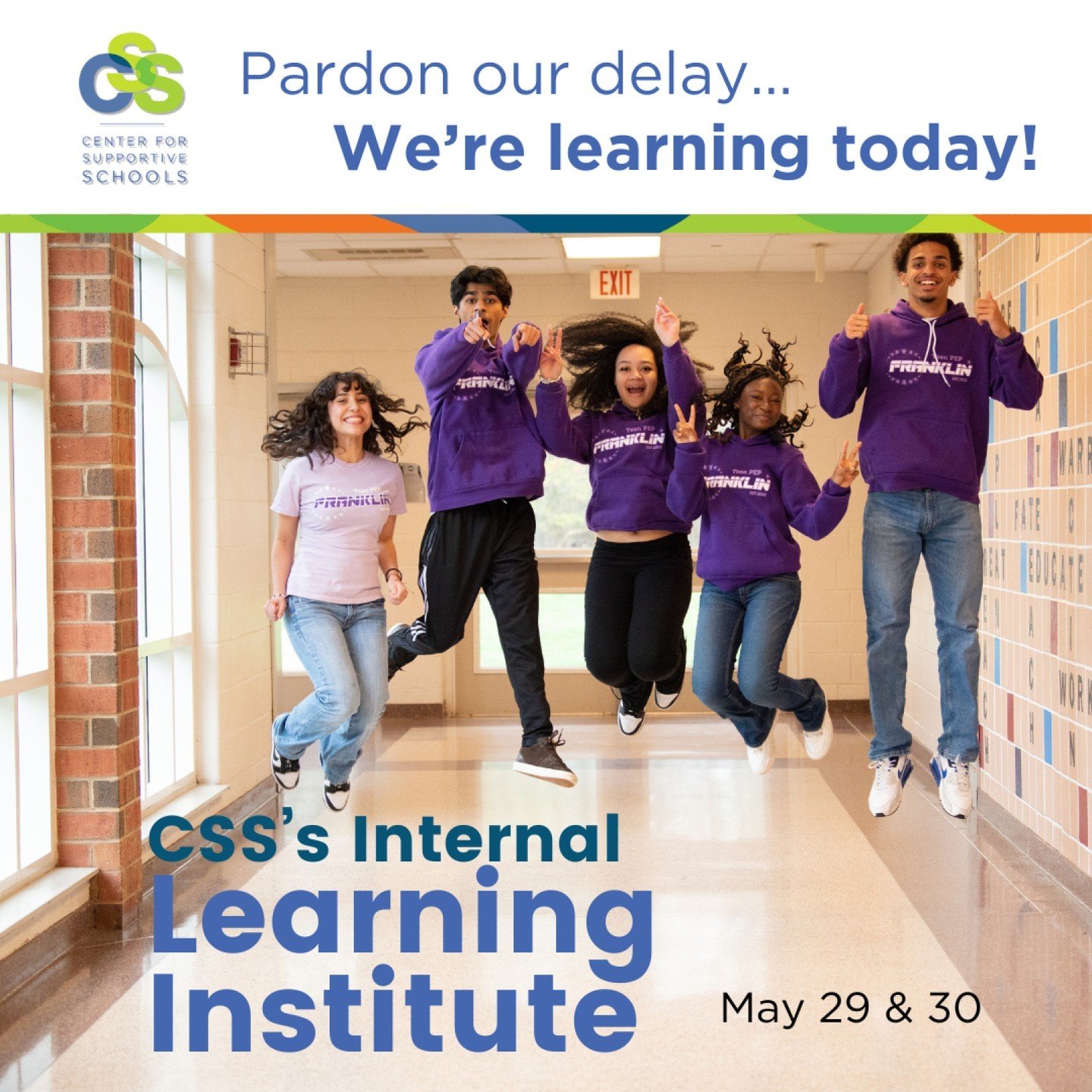 Pardon any delay in us responding to messages...our CSS staff are currently participating in our bi-annual Learning Institute! 

At our Learning Institute, our team comes together to participate in a variety of workshops and sessions led by internal 