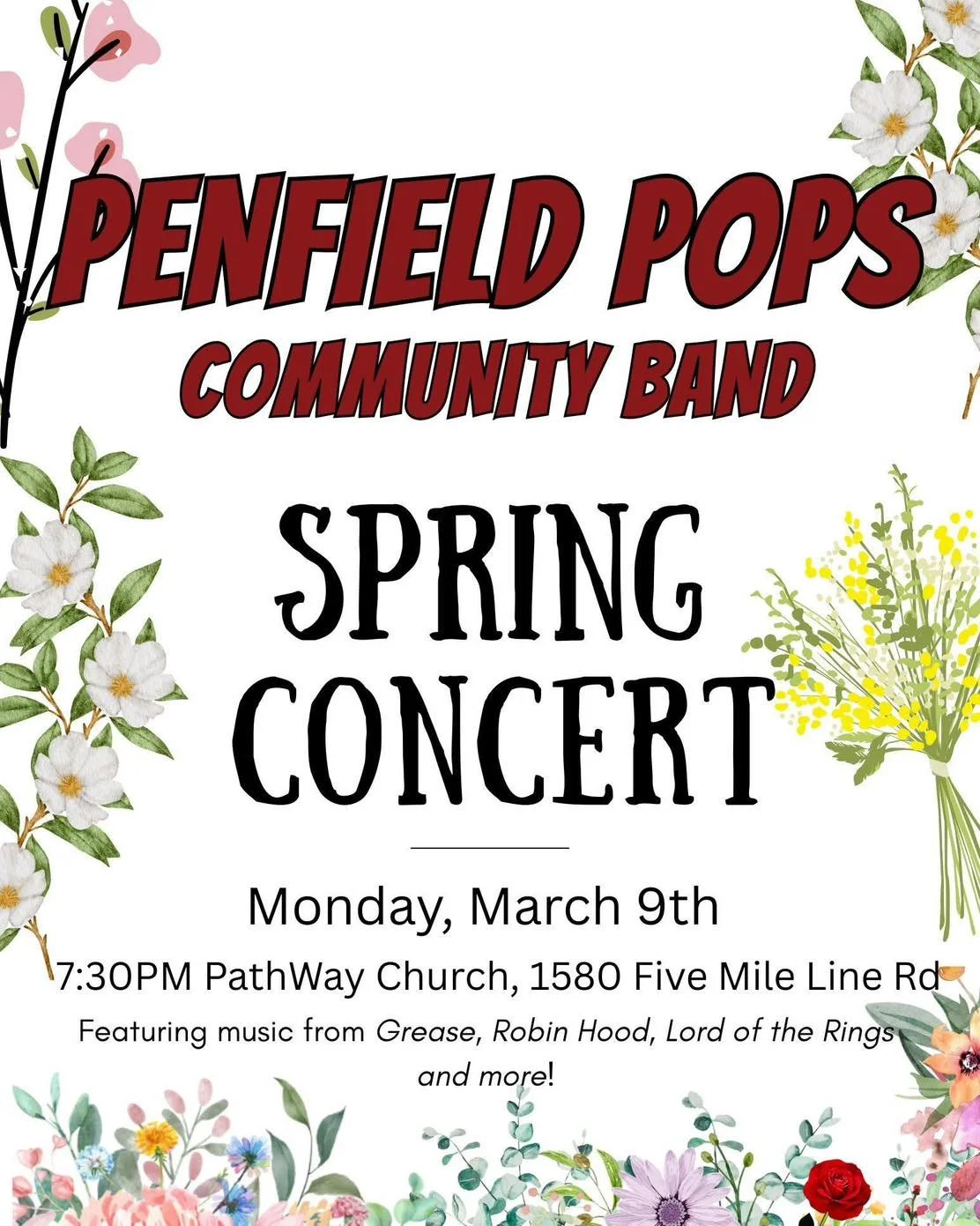 Mark your calendars for Monday the 9th!
We&rsquo;re excited to host Penfield Pops for a special concert at our church. Come out and enjoy a wonderful night of live music!