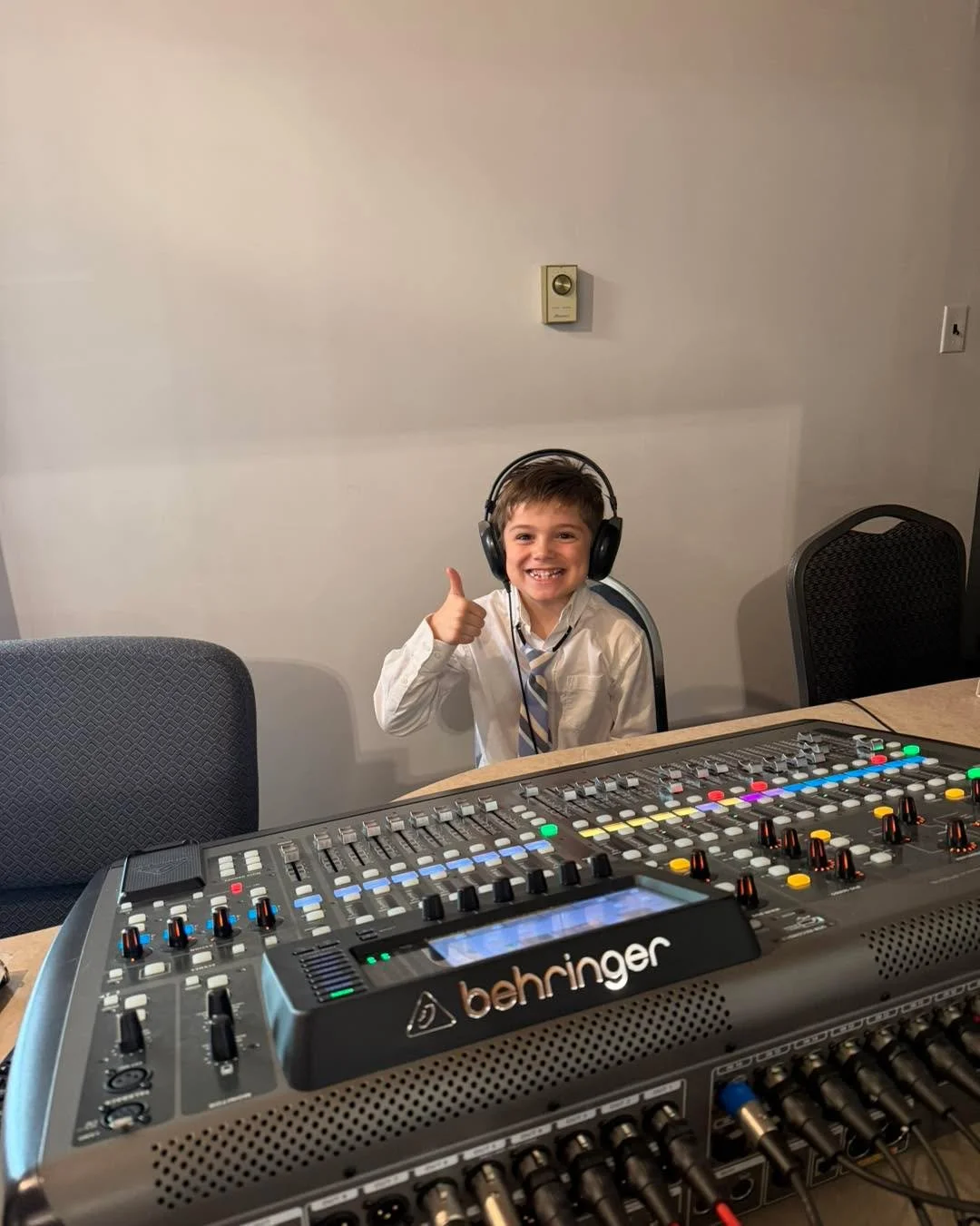 We had a little help in the sound room for band practice today!!!!! 🎛️🎶🤍