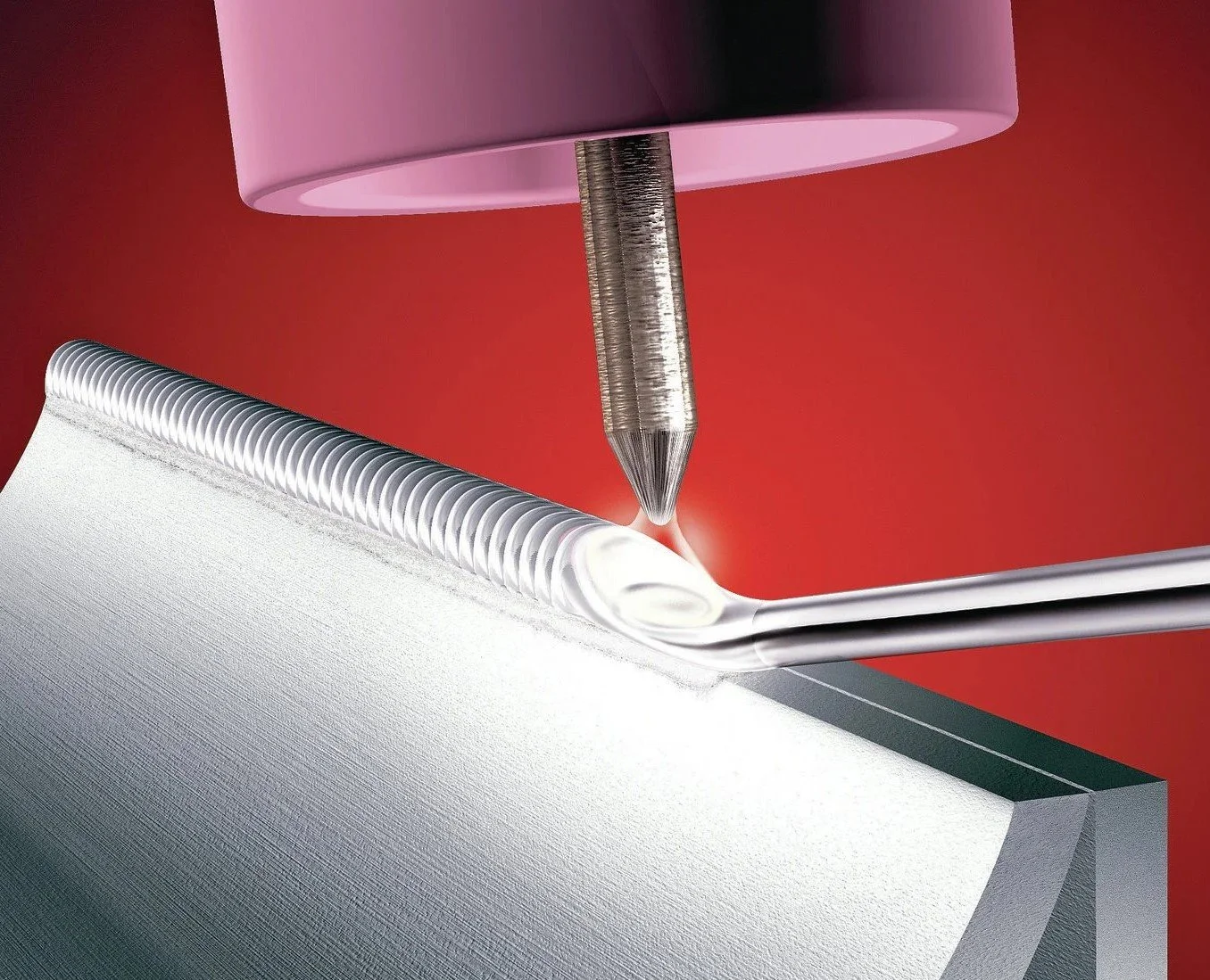Aluminum TIG welding close-up showing precision stacked-dimes weld bead — PIE LLC Weld & Machine, AWS certified aluminum welding specialist, Cecil County Maryland