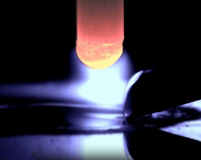 Balled tungsten electrode during AC TIG welding on aluminum — specialist aluminum TIG welding training, PIE LLC Weld & Machine, Cecil County Maryland