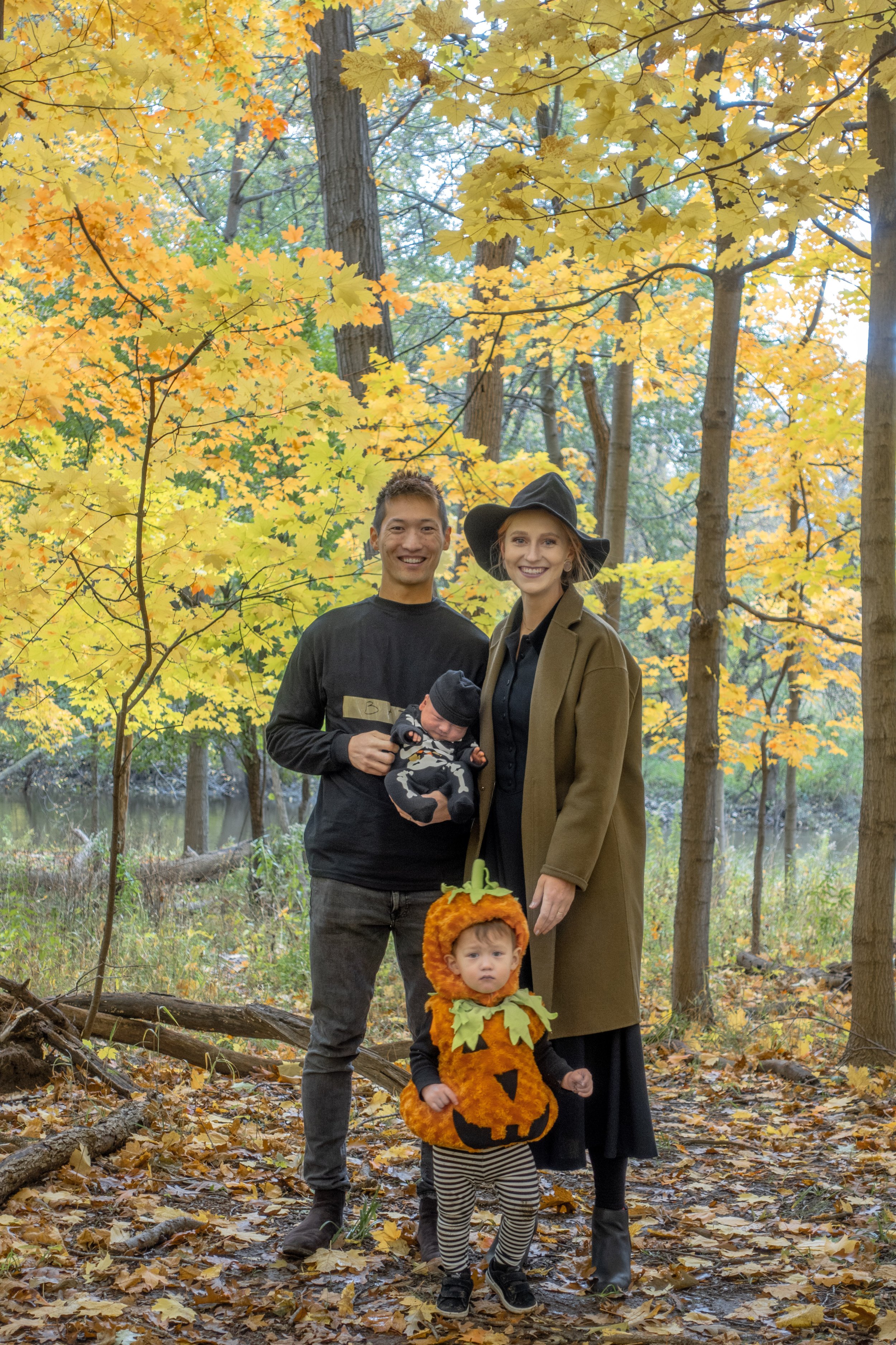 Beautiful fall foliage of the Forest Preserve (complimented by our stunning Halloween costumes lol)