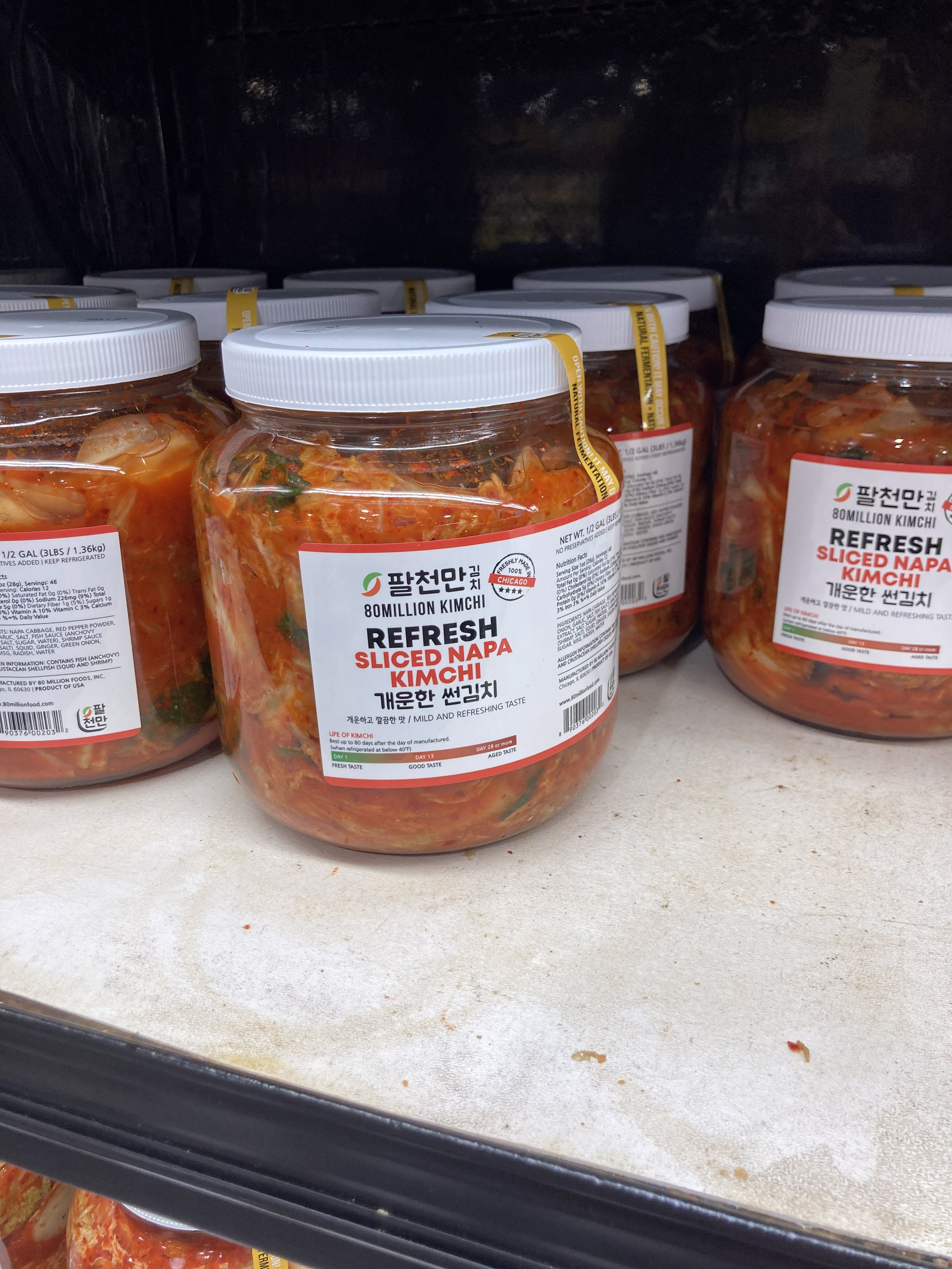 Fresh, LOCALLY made kimchi available at the Korean market