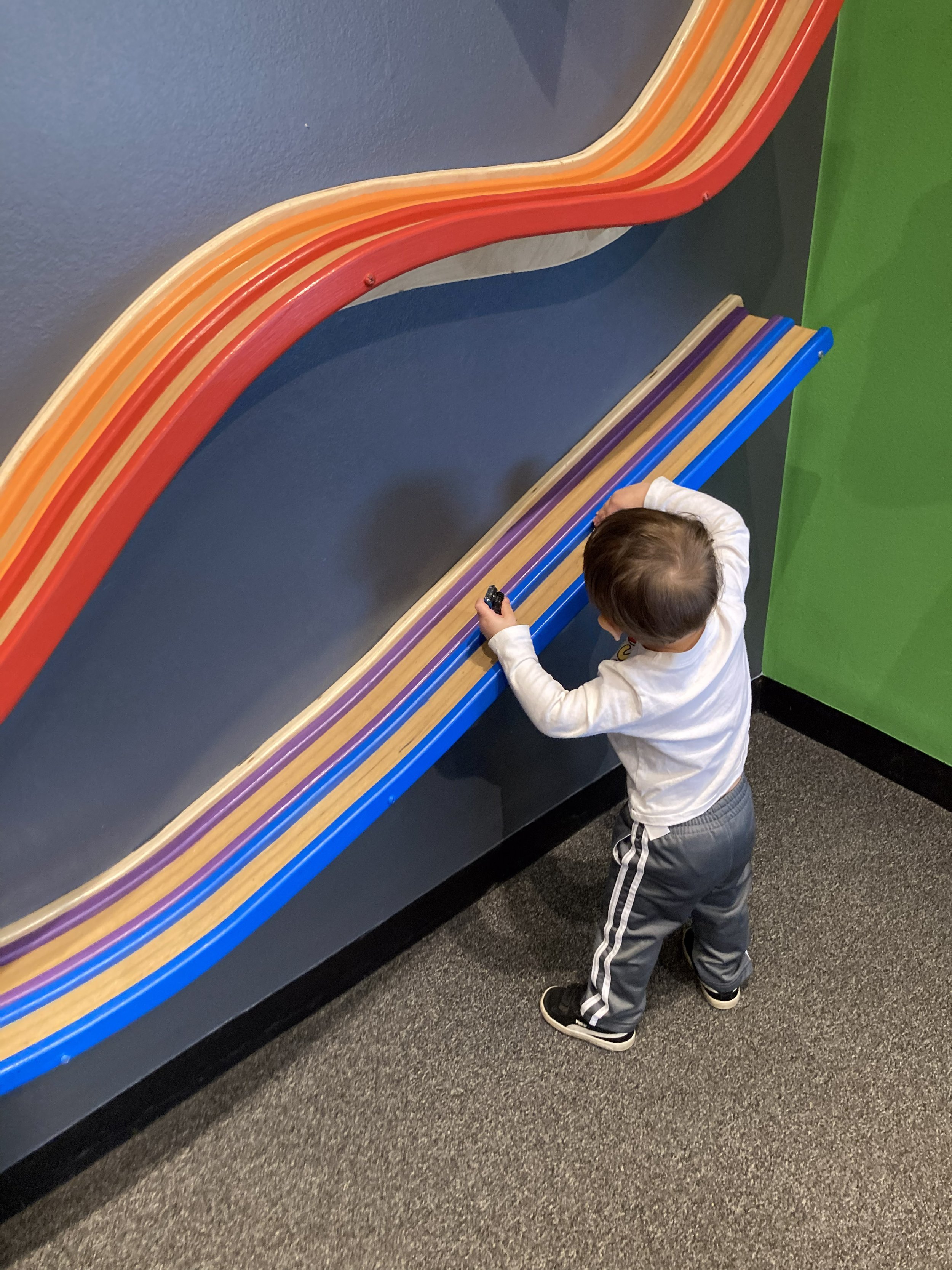 Playing with cars at the Chicago Children's Museum