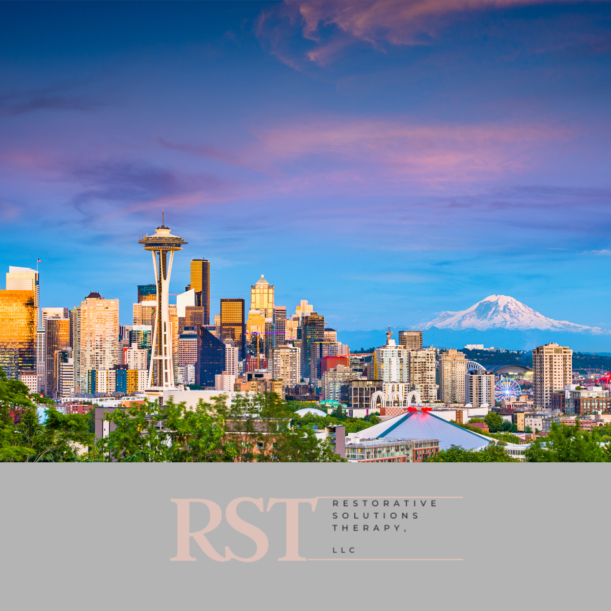 City view of Seattle highlighting online relationship and intimacy therapy for Washington clients