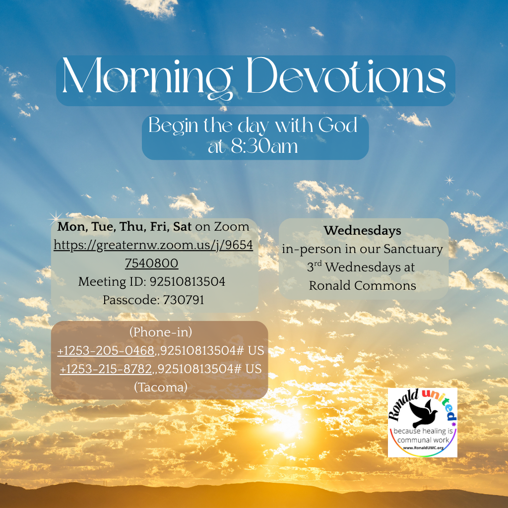 8:30am begin your morning with prayer, Scripture, reflection & community. Come as you are. Bring your coffee, your Bible, your joys & concerns, and let us begin the day in God's presence. A few minutes with God can shape the rest of our day. Everyone