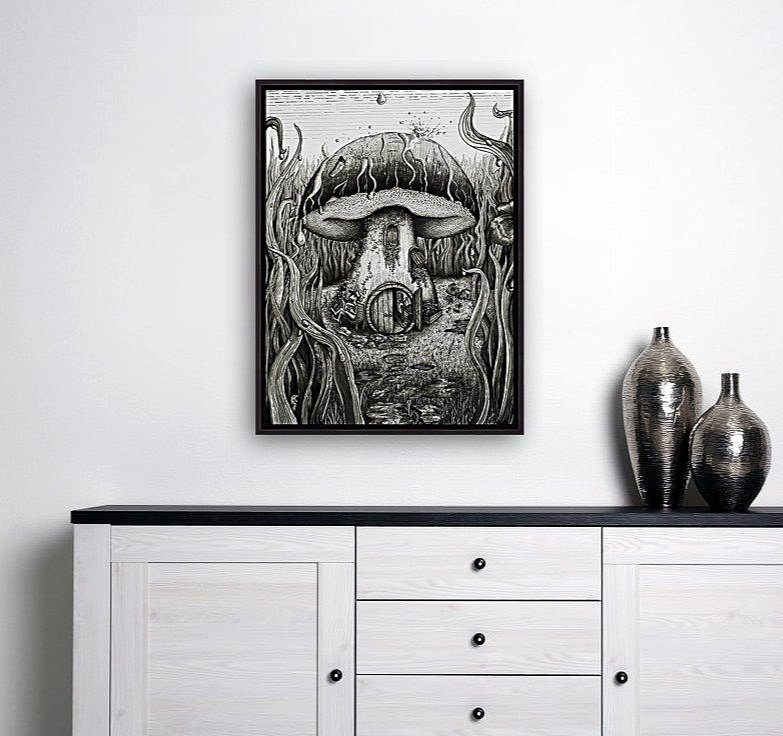 "Boletus Abode" Original - 11"x15" Framed