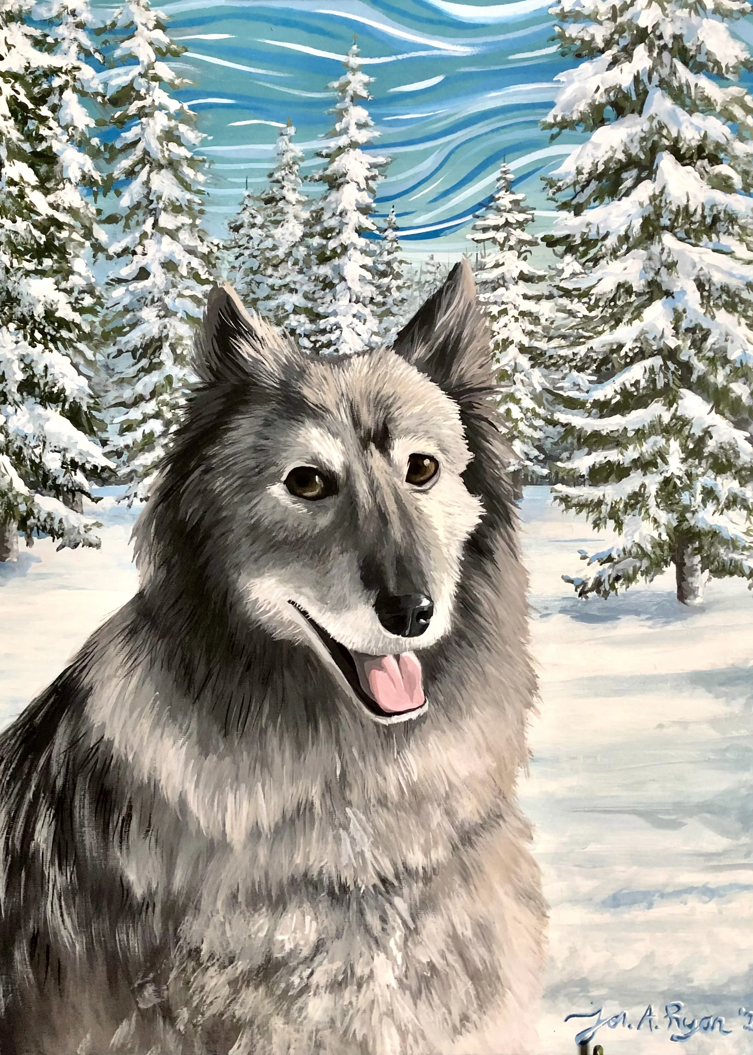 "Marley" (husky portrait),
Acrylics on 16"x24"x1.5" stretched canvas, 2022 SOLD