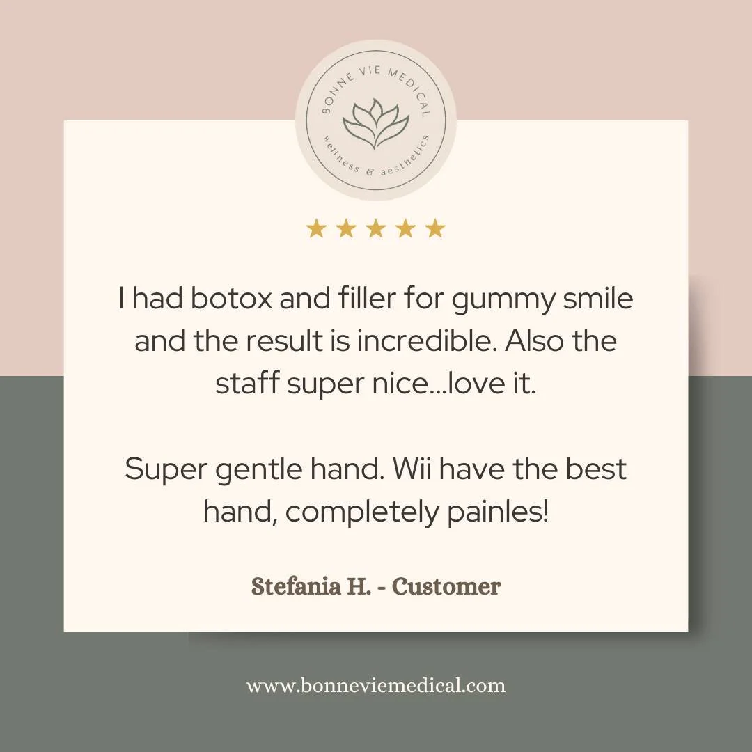 Beautiful results, a comfortable experience, and happy smiles &ndash; that&rsquo;s what we love to hear! Thank you, Stefania, for trusting us with your treatment. 💉

Book your next appointment today:
☎️ 604-900-8028
📧 beauty@bonneviemedical.com
📍 