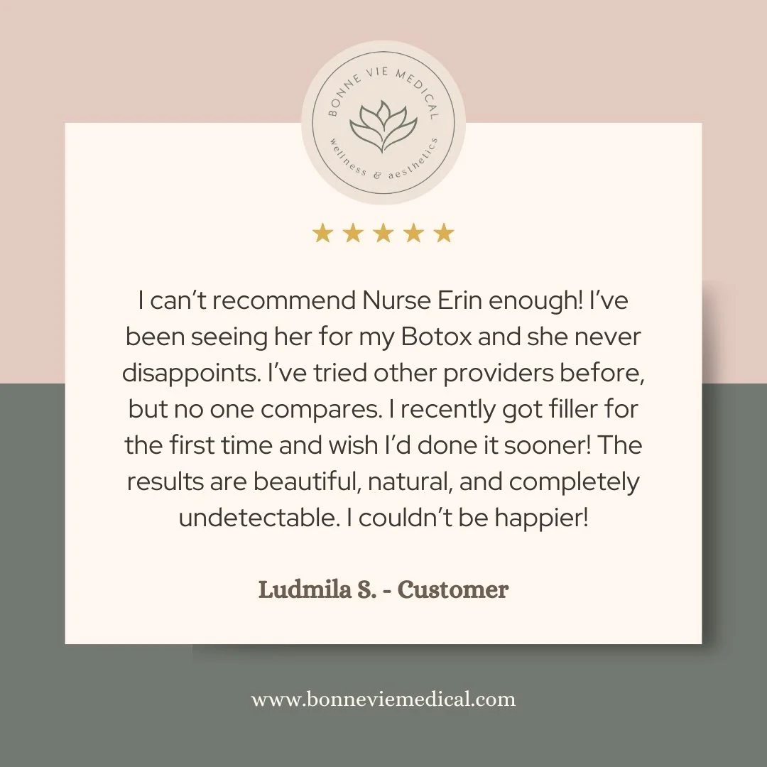 Tried the rest, found the best 😉💉 Thank you for trusting Nurse Erin with your Botox and Filler — natural results that speak for themselves! 
#BonneVieGlow #FacialRejuvenation #NaturalEnhancement