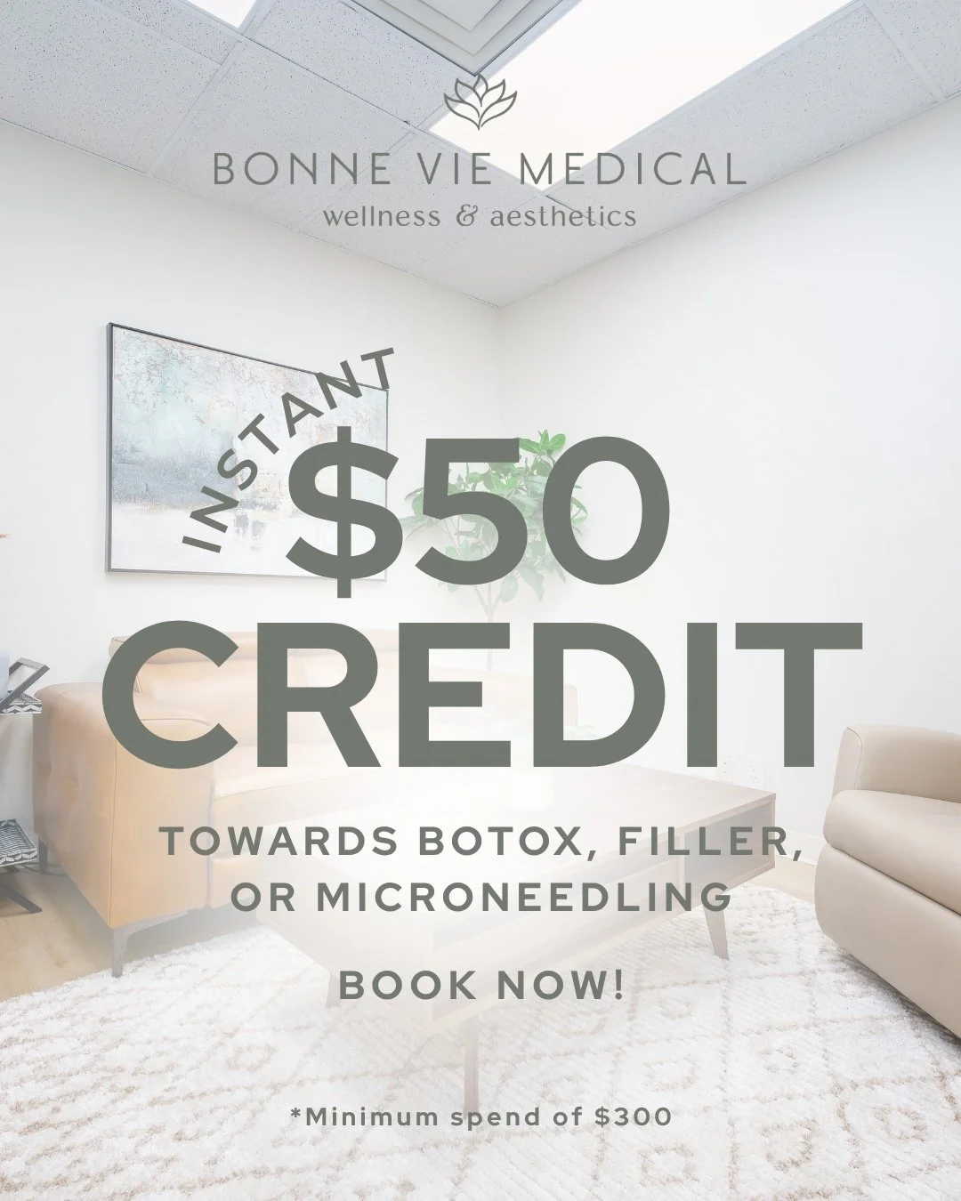 A little self-care goes a long way 💉✨ 
This November only, get an 𝗶𝗻𝘀𝘁𝗮𝗻𝘁 $𝟱𝟬 𝗰𝗿𝗲𝗱𝗶𝘁 toward Botox, Filler, or Microneedling. Minimum spend $300. Book now before it&rsquo;s gone!

#BonneVieGlow #BotoxAndFiller #MicroneedlingPRP #SkinRe