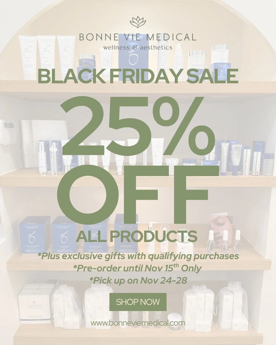 Black Friday, just got more beautiful.🖤

Indulge in radiant skin with 25% OFF all products &mdash; no minimum spend.
✨ Exclusive Gifts:
 &bull; Spend $350+ and receive a complimentary ZO Daily Power Defense
 &bull; Spend $500+ and enjoy AOX + Daily 