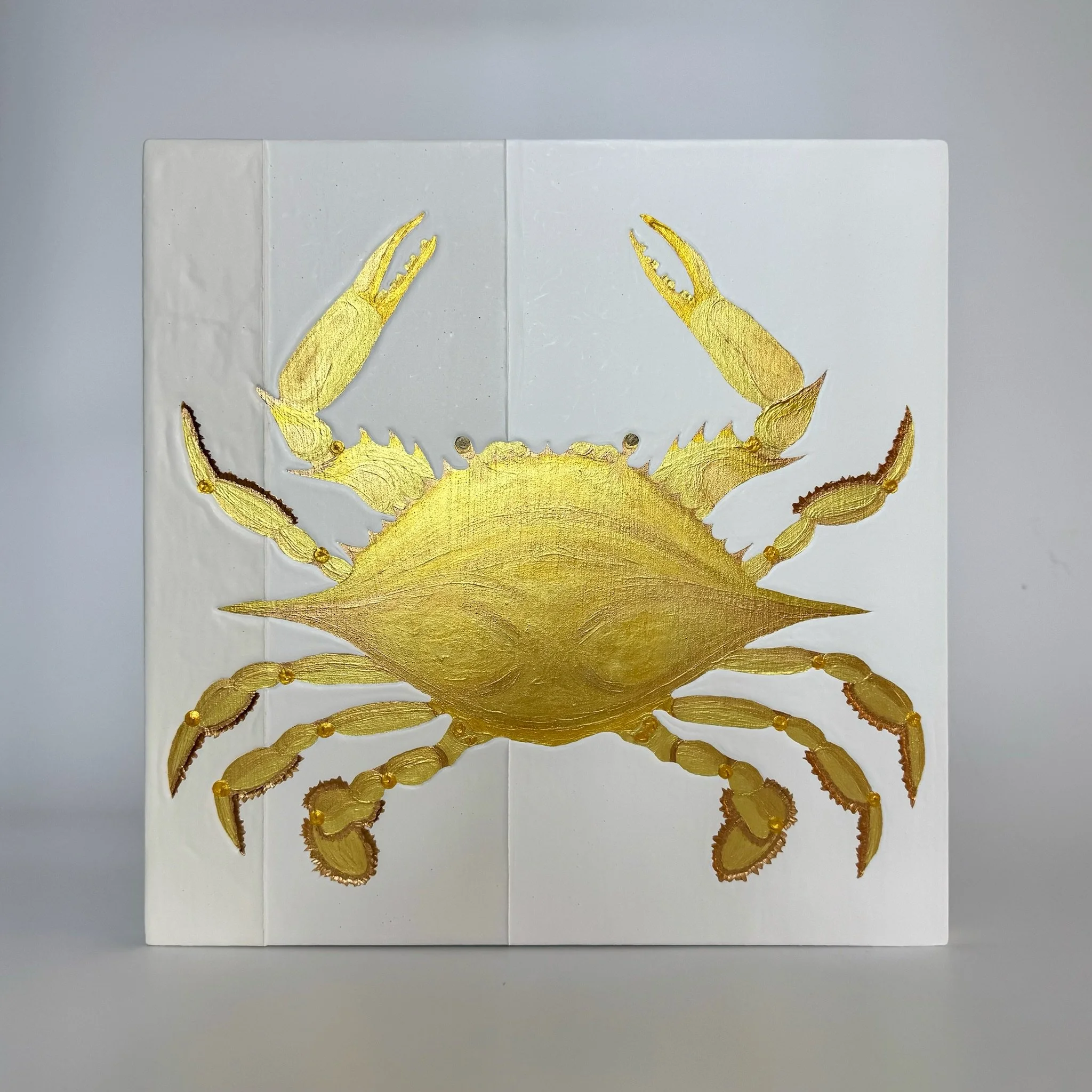 Golden Crab B123-Acrylic paint on wooden panel-12x12x Point75in.jpeg