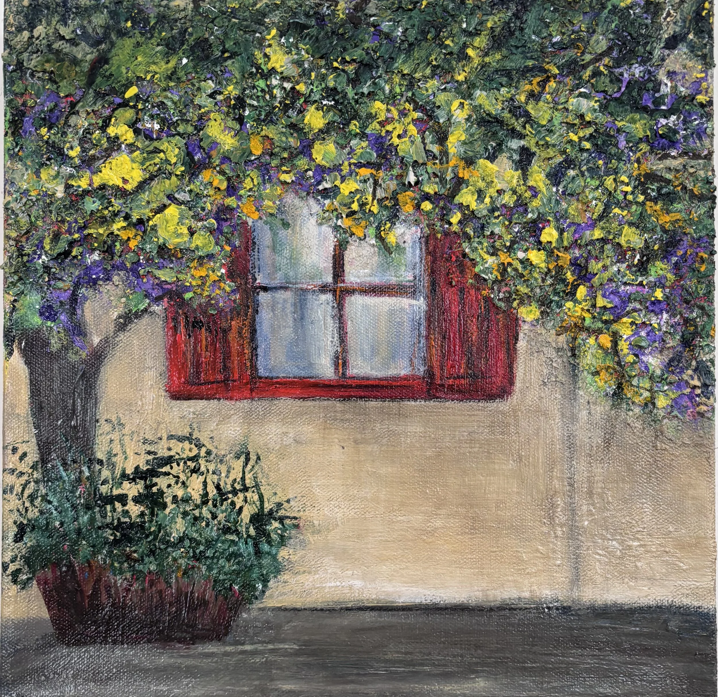 Framed in Bloom, 12 x 12, $400