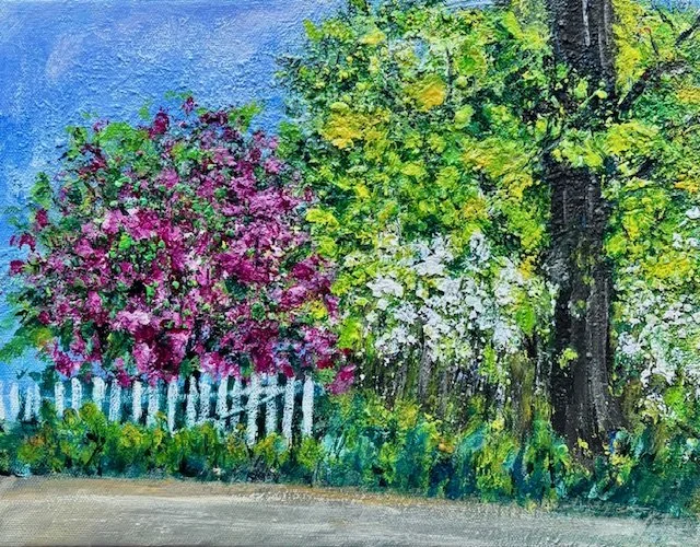 Blooming by the Fence, 11 x 14, $400