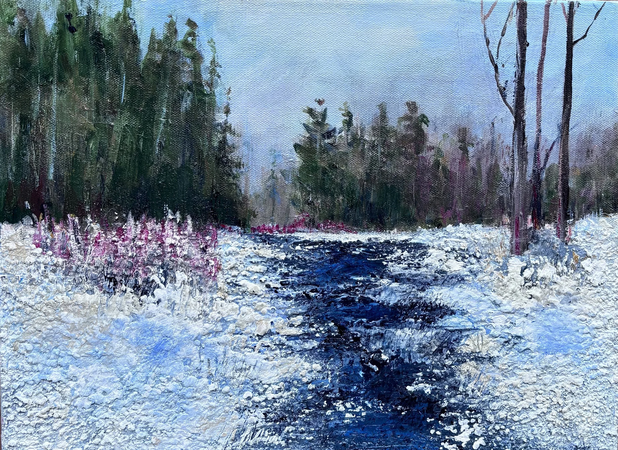 Melting Snow, 10 x 16, framed, $500