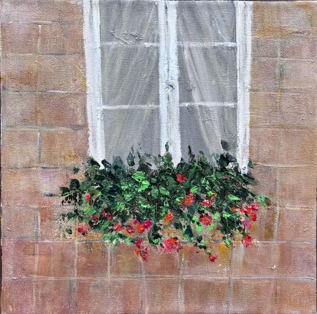 Window in Bloom, 12 x 12, $400