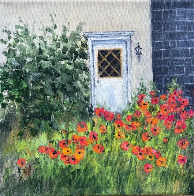 Poppies by the Door, 12 x 12, $400