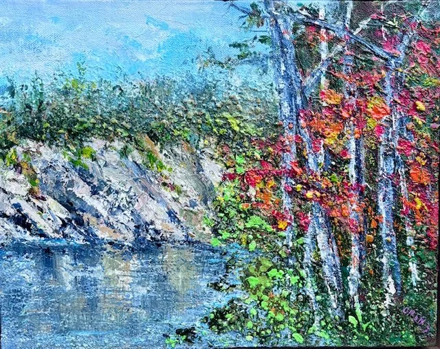 Autumn by the Lake, 11 x 14, framed, $400