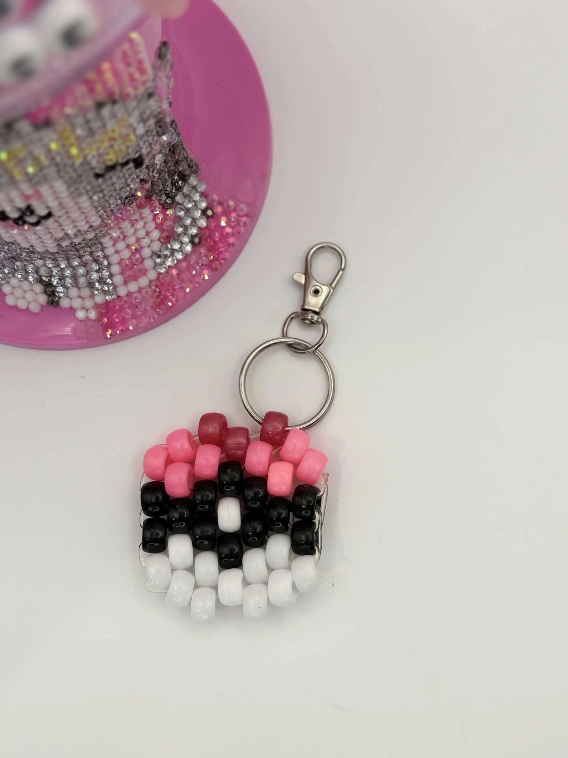 Pink Love Ball Pokeball Kandi Keychain Clip