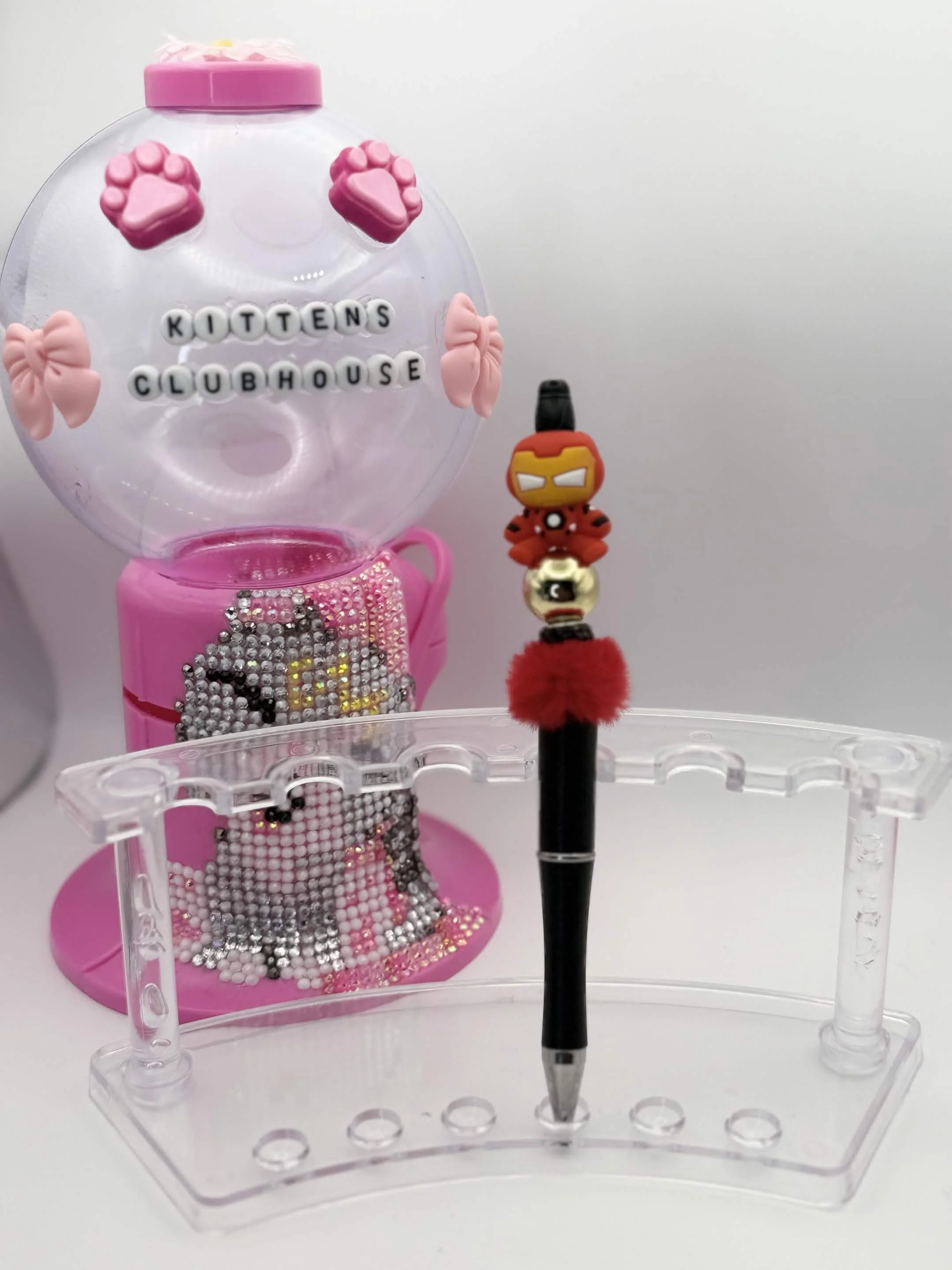 Black & Red Iron Hero Refillable Beaded Pen