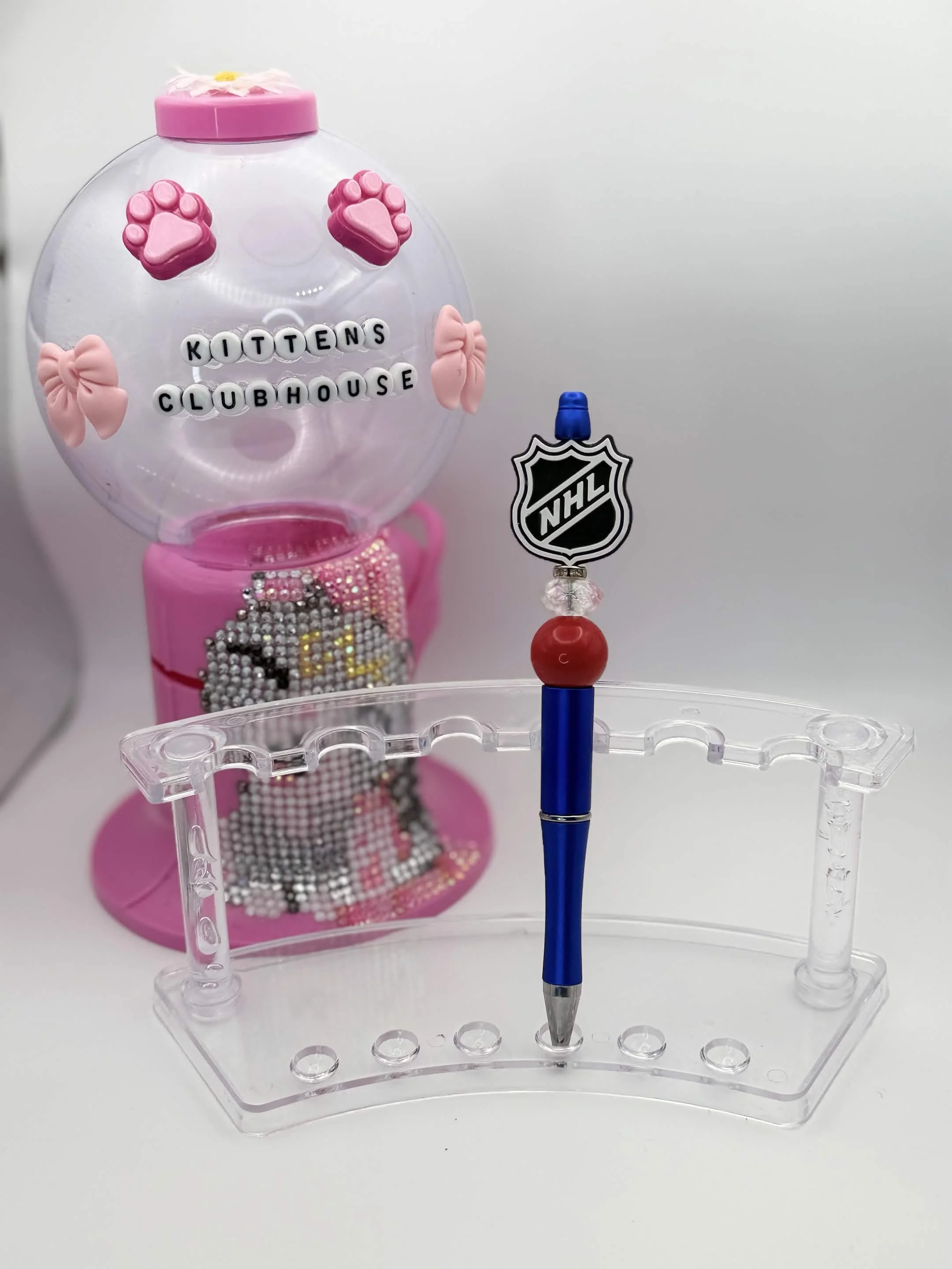 Blue & Red Hockey Refillable Beaded Pen