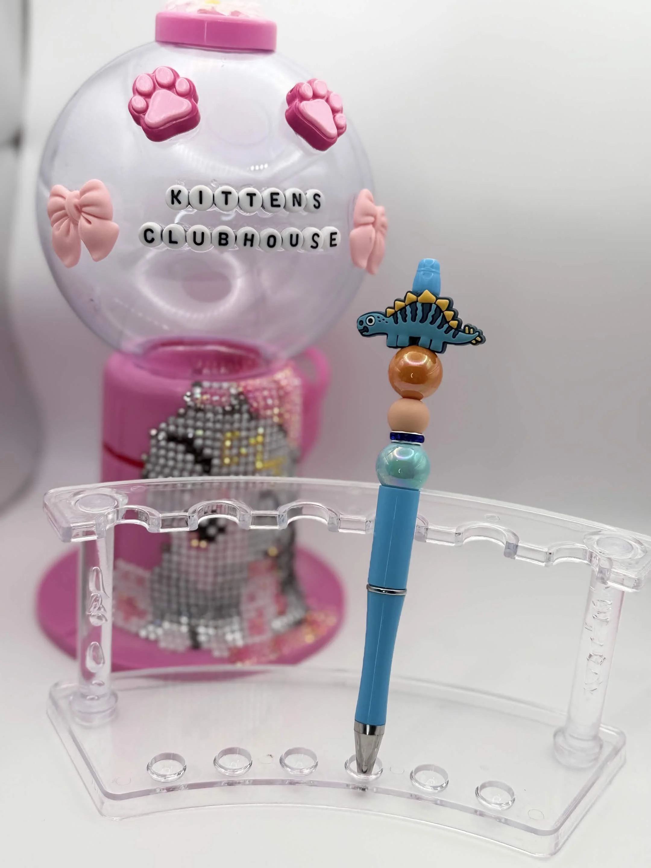 Blue Dinosaur Beaded Refillable Pen