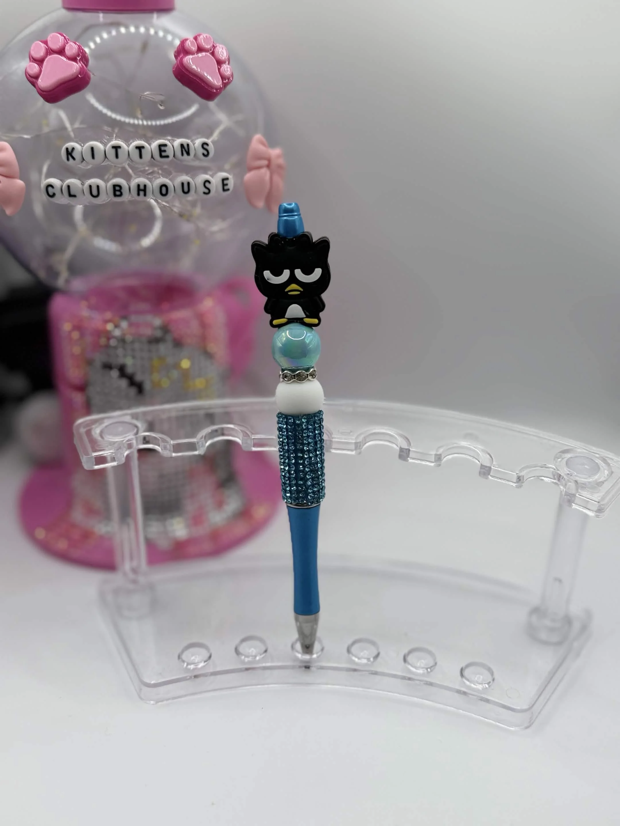 Badtz‑Maru Beaded Refillable Pen – Handmade Sanrio Stationery