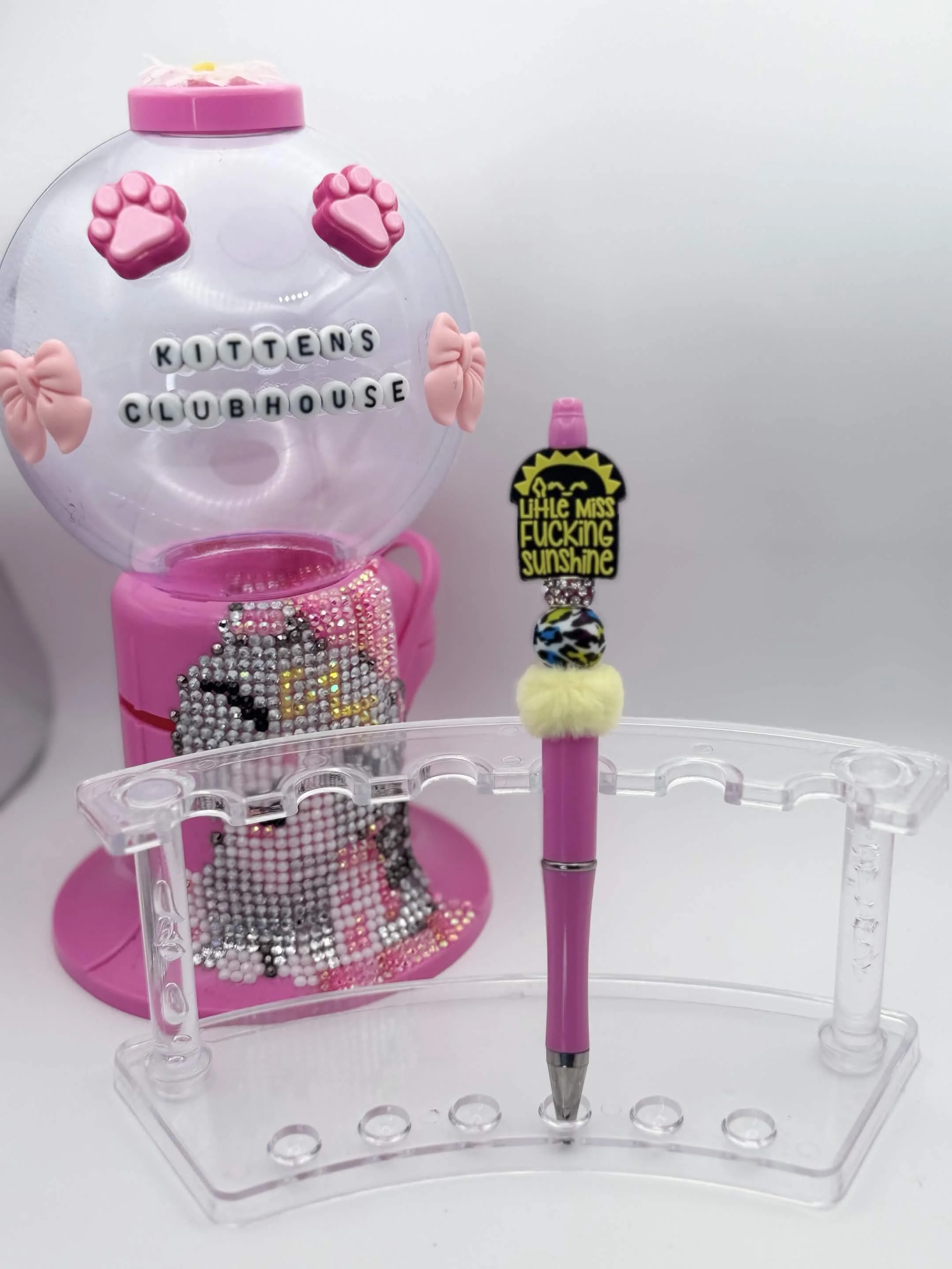 Yellow & Pink Little Miss F-ing Sunshine Beaded Refillable Pen