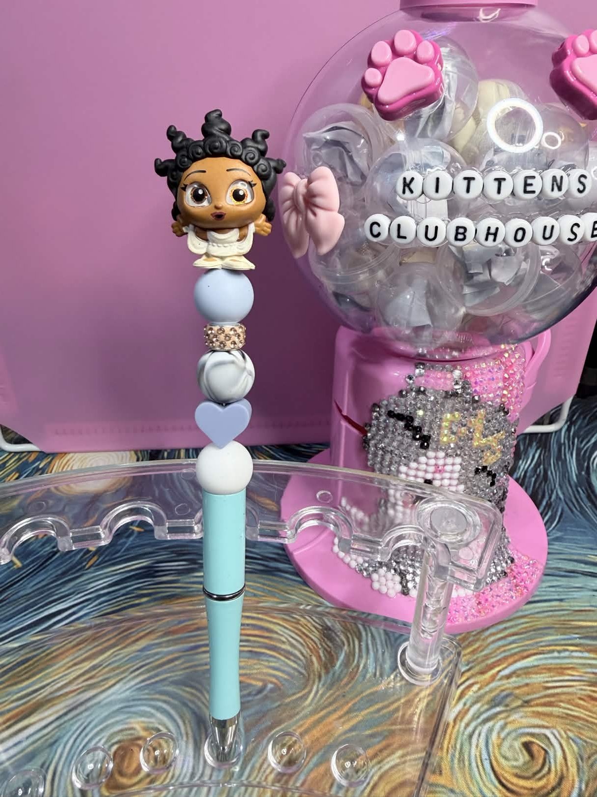 Terpsichore Disney Doorable Refillable Beaded Pen • Handmade Bead Pen • Greek Muse‑Inspired Stationery