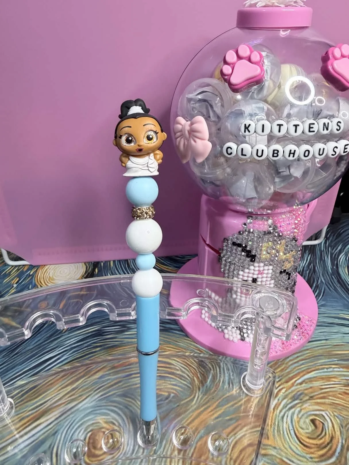Thalia Disney Doorable Refillable Beaded Pen • Handmade Bead Pen • Greek Muse‑Inspired Stationery
