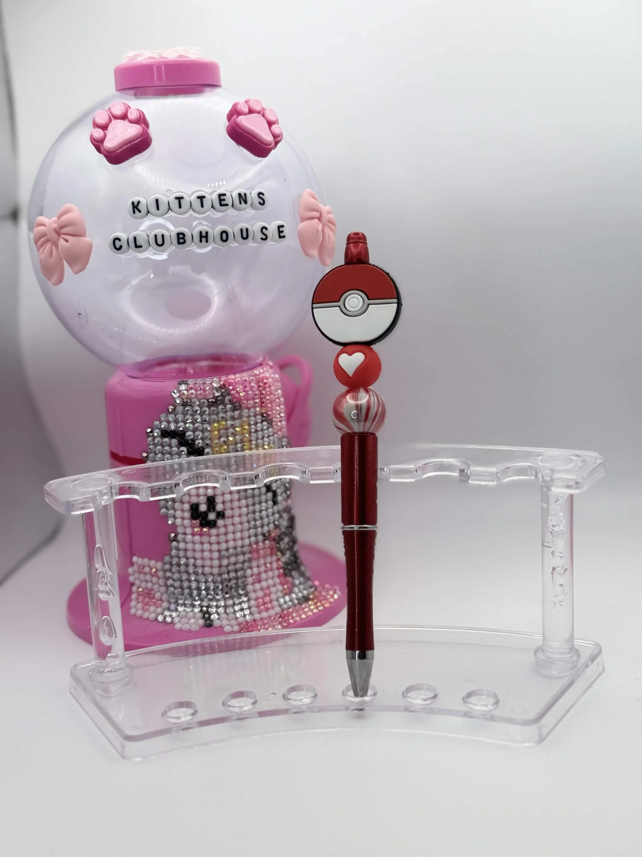 Red Pokeball Beaded Refillable Pen