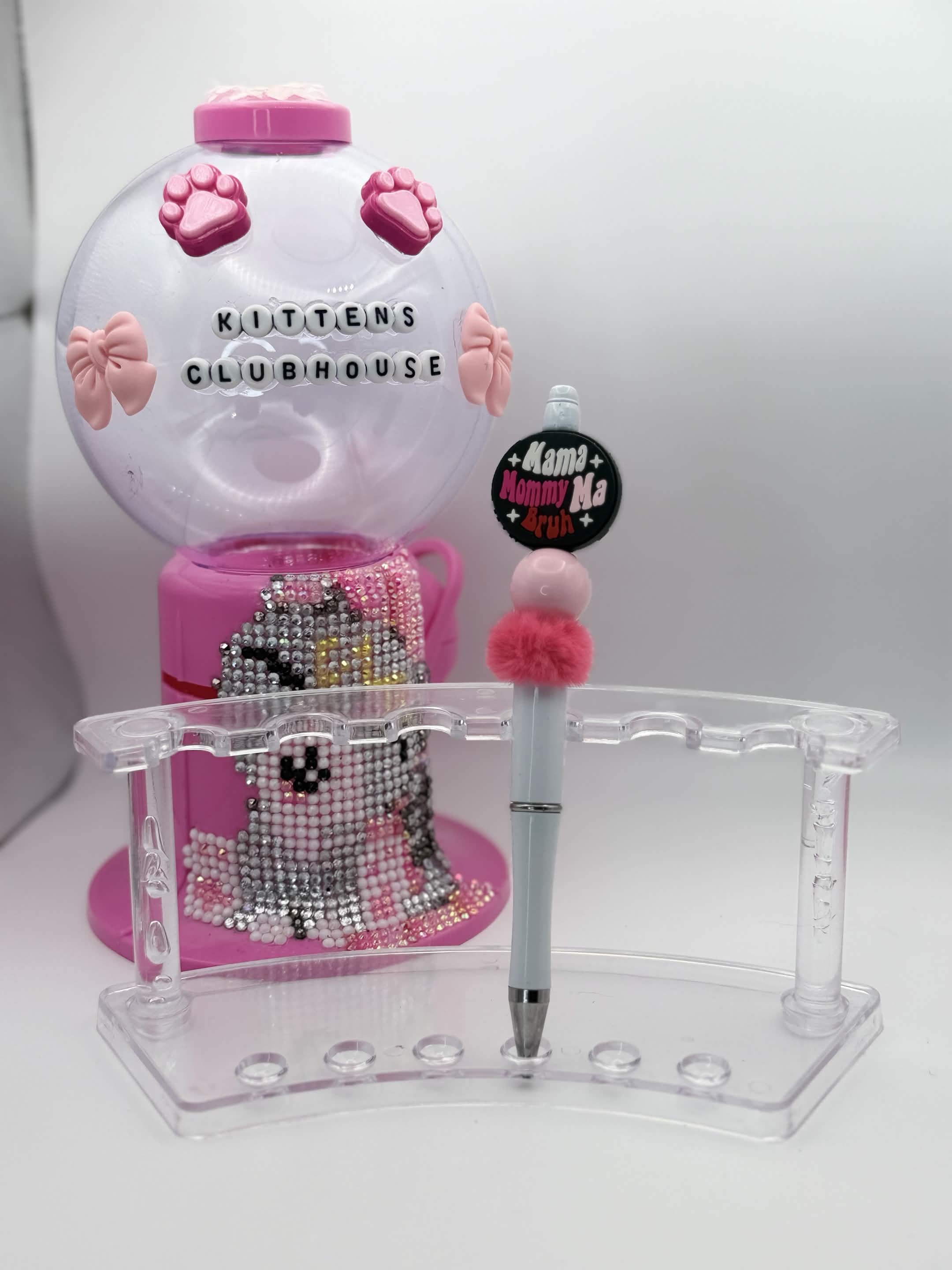 Pink & White Mom Quote Refillable Beaded Pen