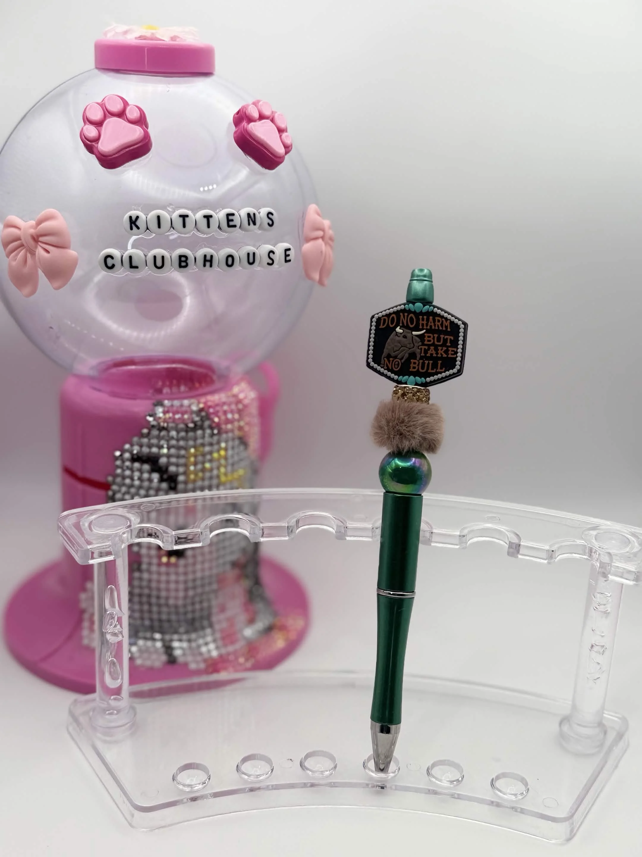 Do No Harm But Take No Bull Beaded Refillable Pen