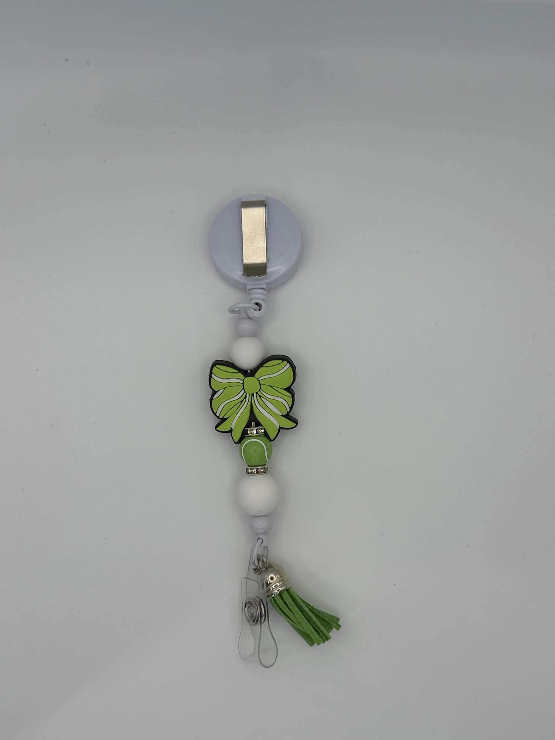 Coquette Tennis Ball Bow Badge Reel | Sporty & Feminine ID Holder