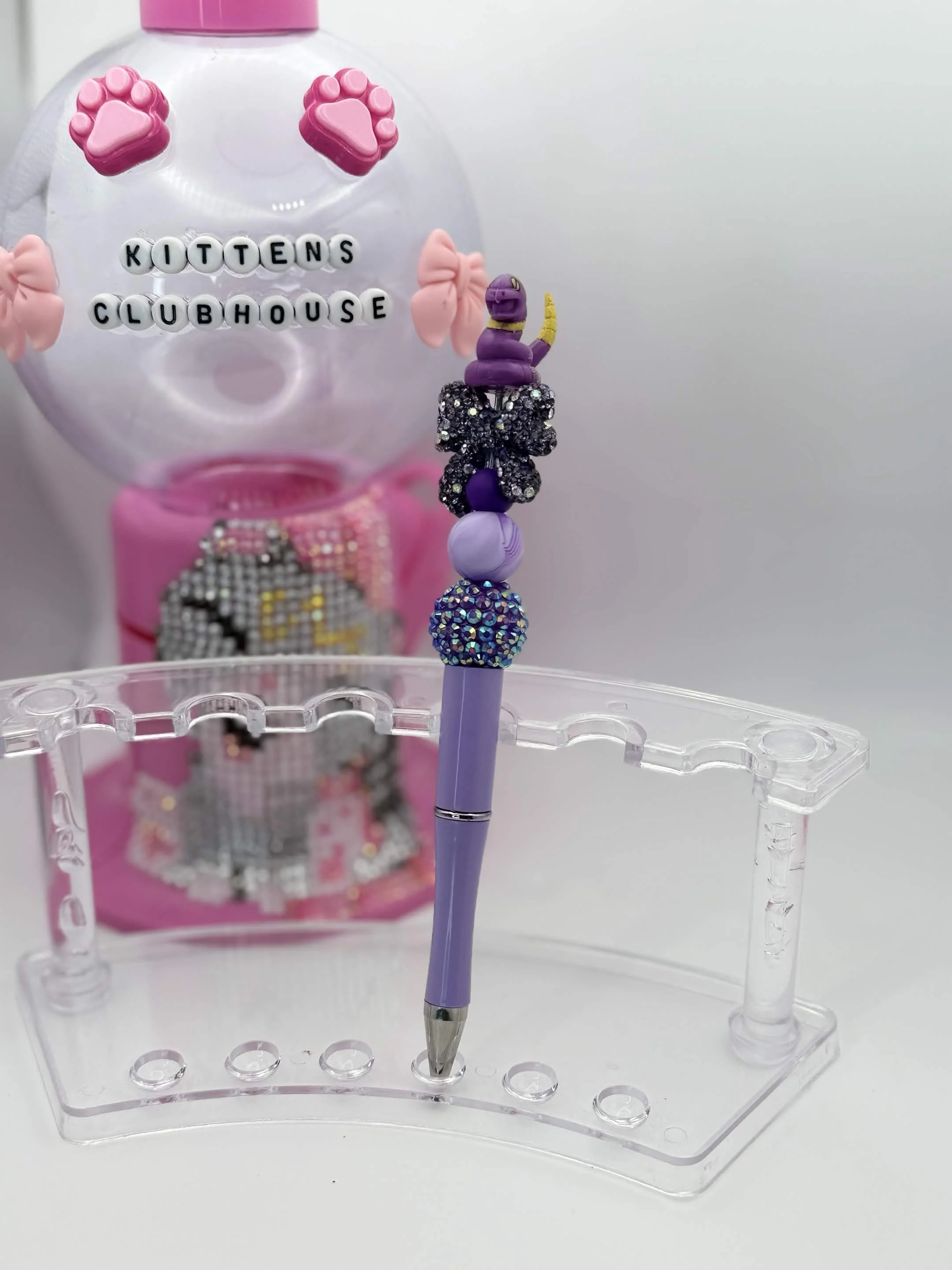 Ekans Topper Refillable Beaded Pen • Handmade Bead Pen • Pokémon‑Inspired Stationery