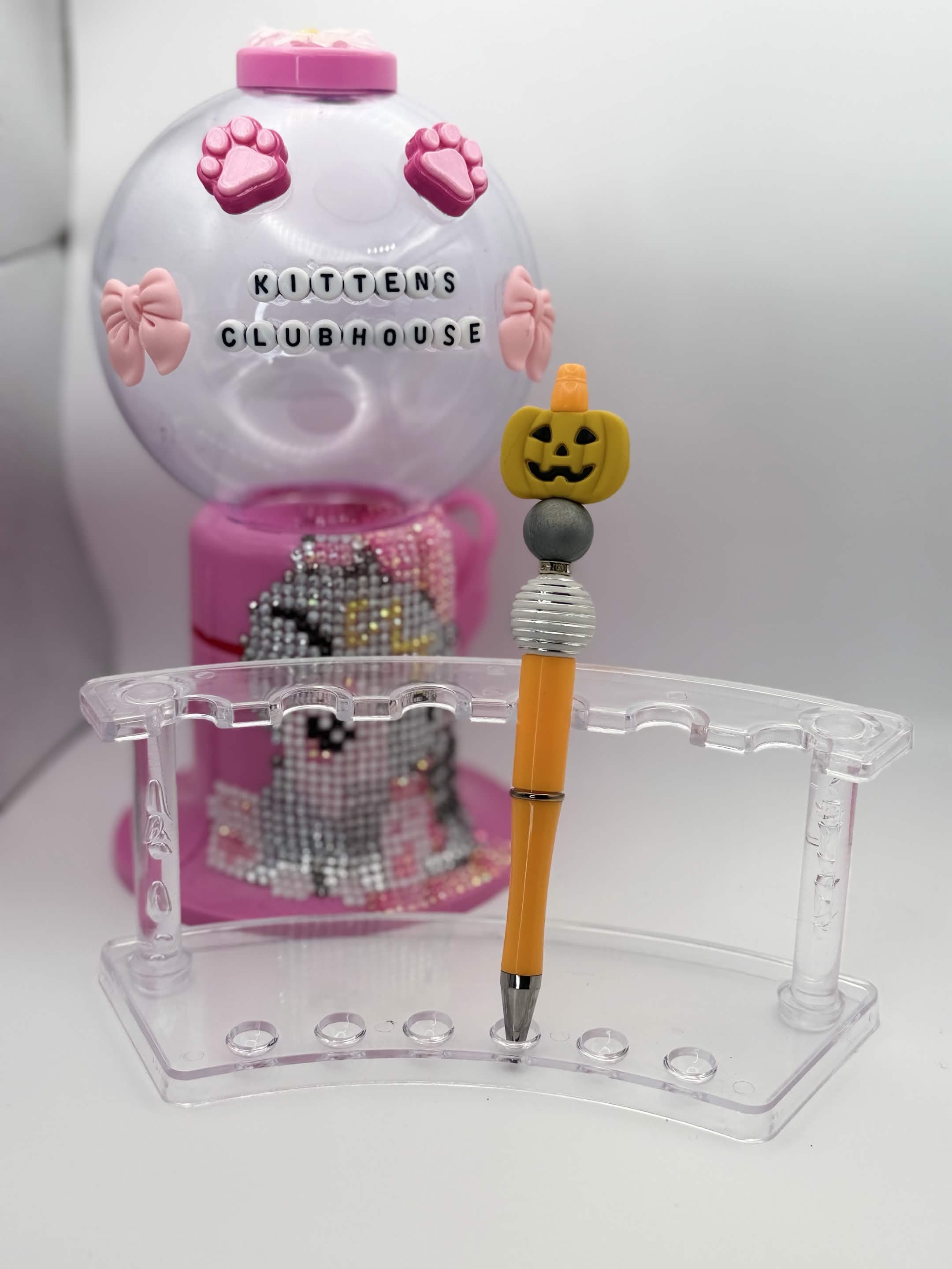 Neon Orange Pumpkin Refillable Beaded Pen