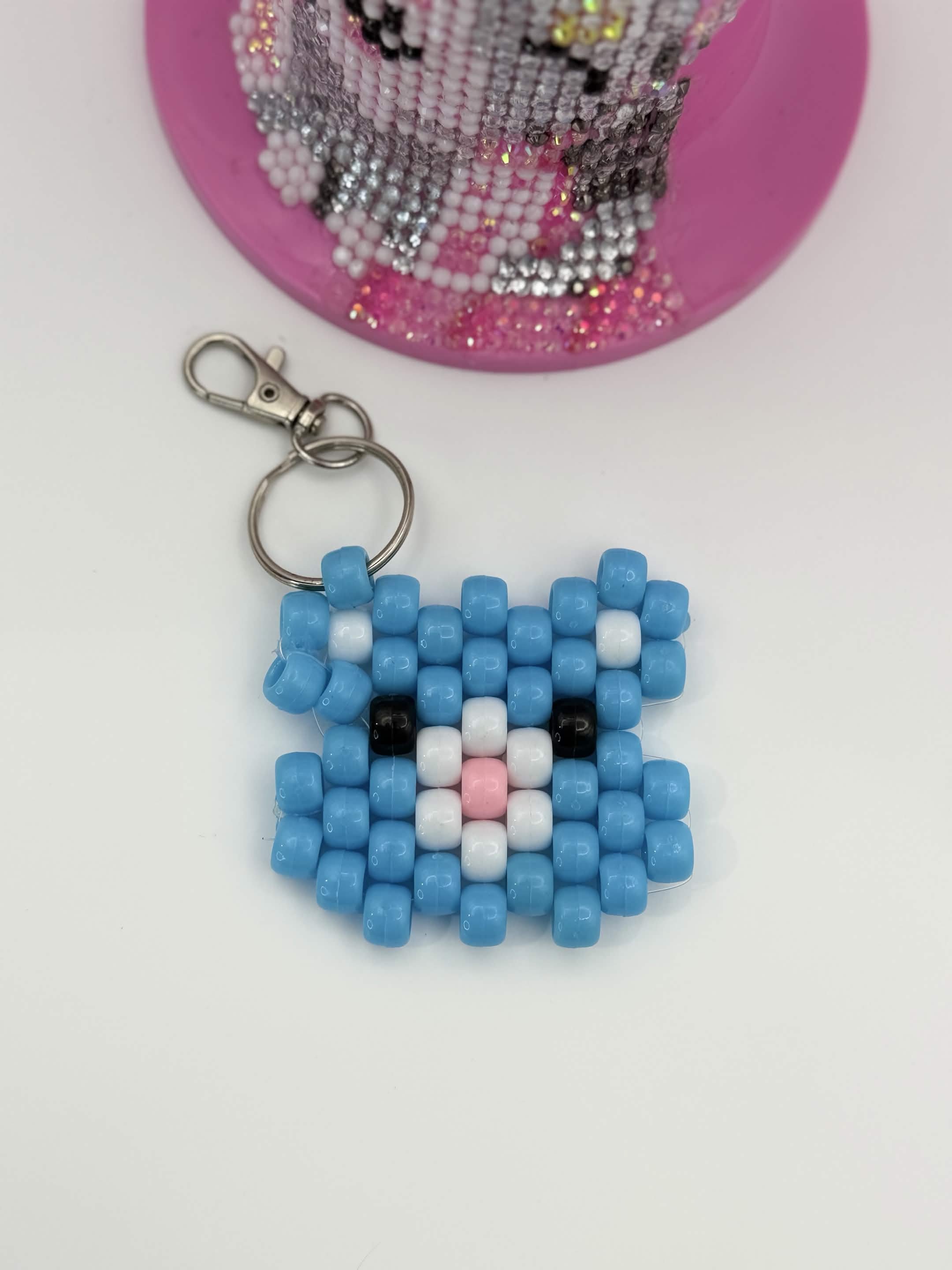 Light Blue Teddy Bear Kandi Keychain Clip