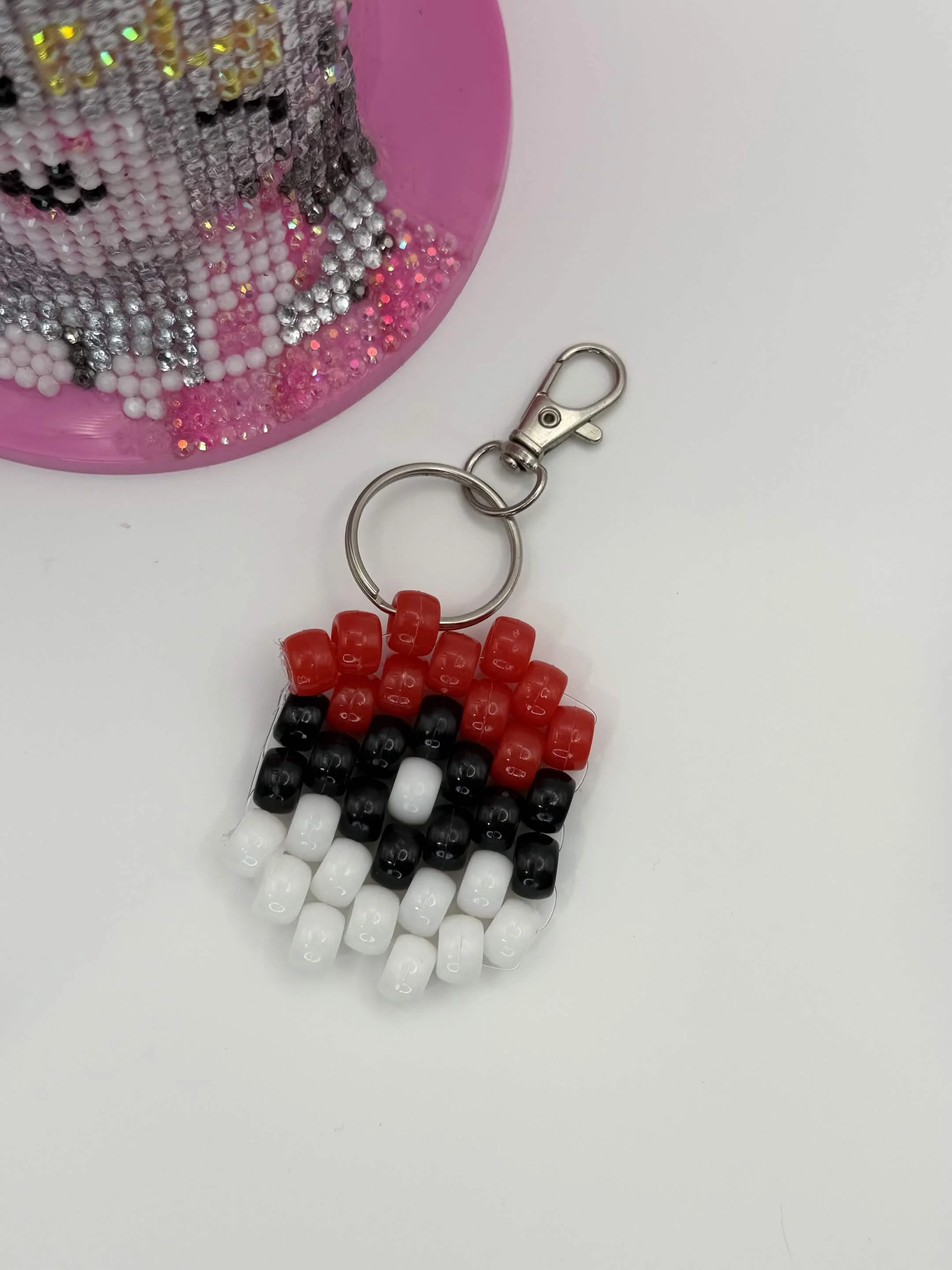 Red Pokeball Kandi Keychain Clip