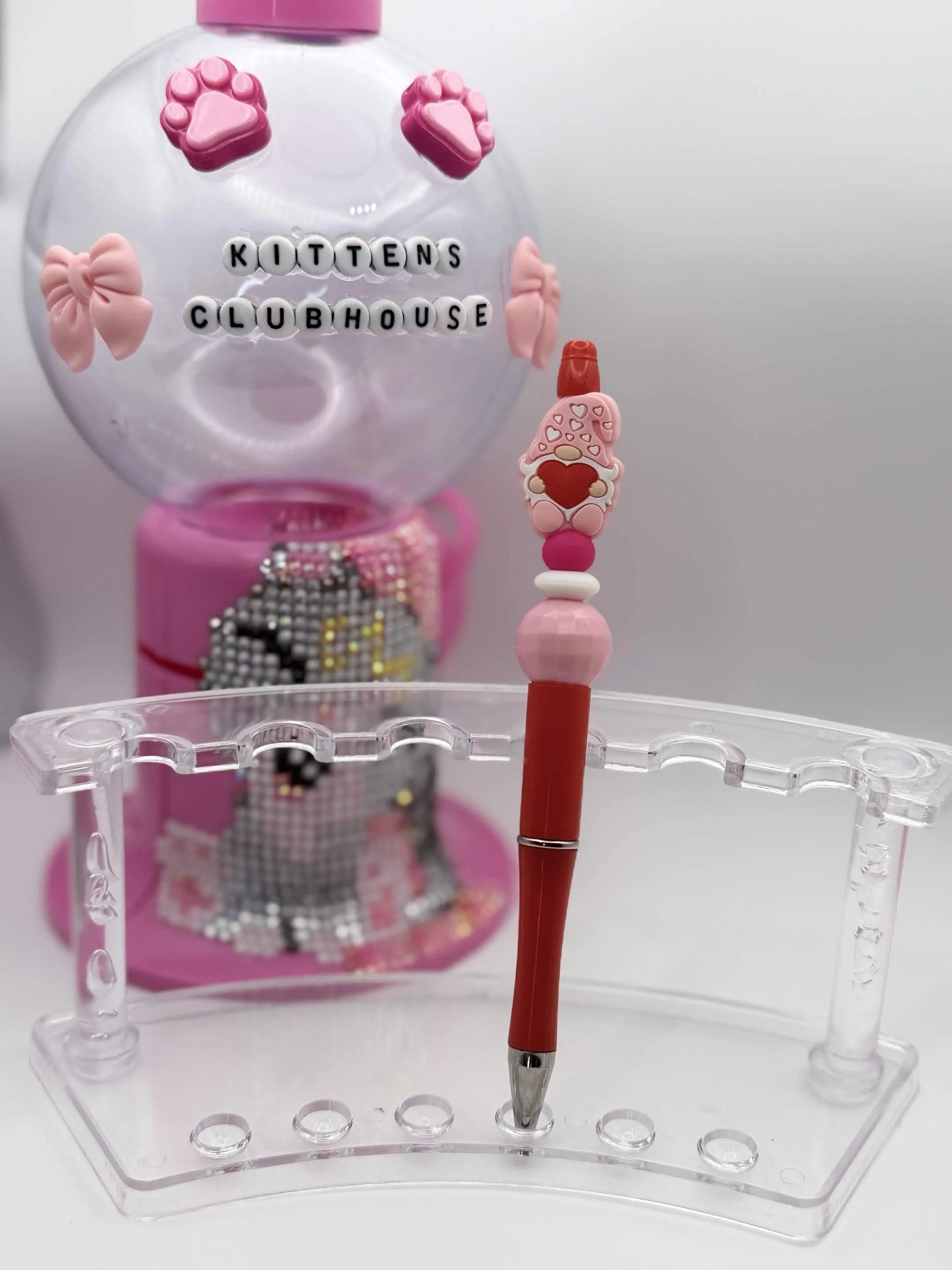 Valentine’s Day Gnome Beaded Refillable Pen