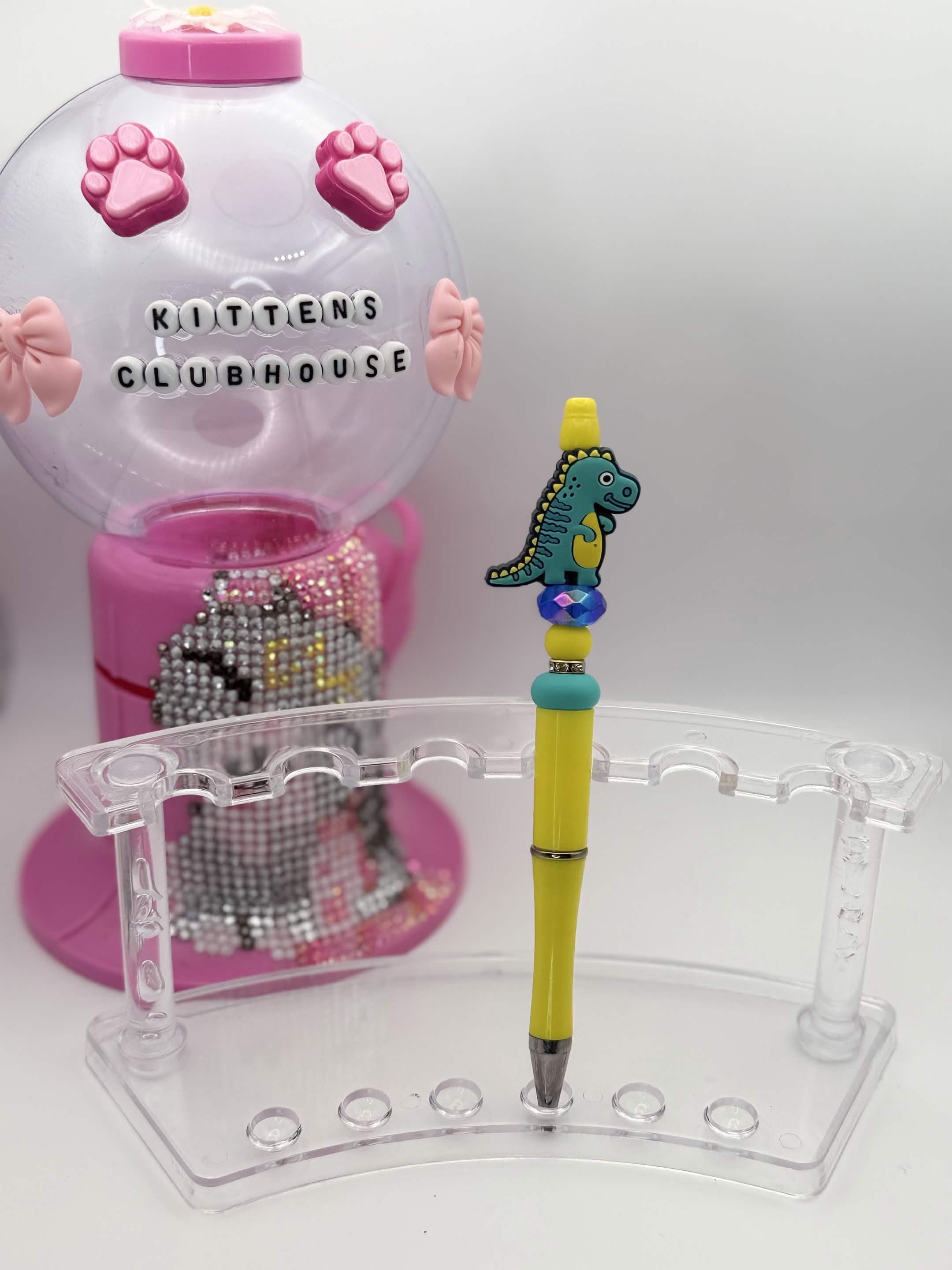 Blue & Yellow Dinosaur Refillable Beaded Pen