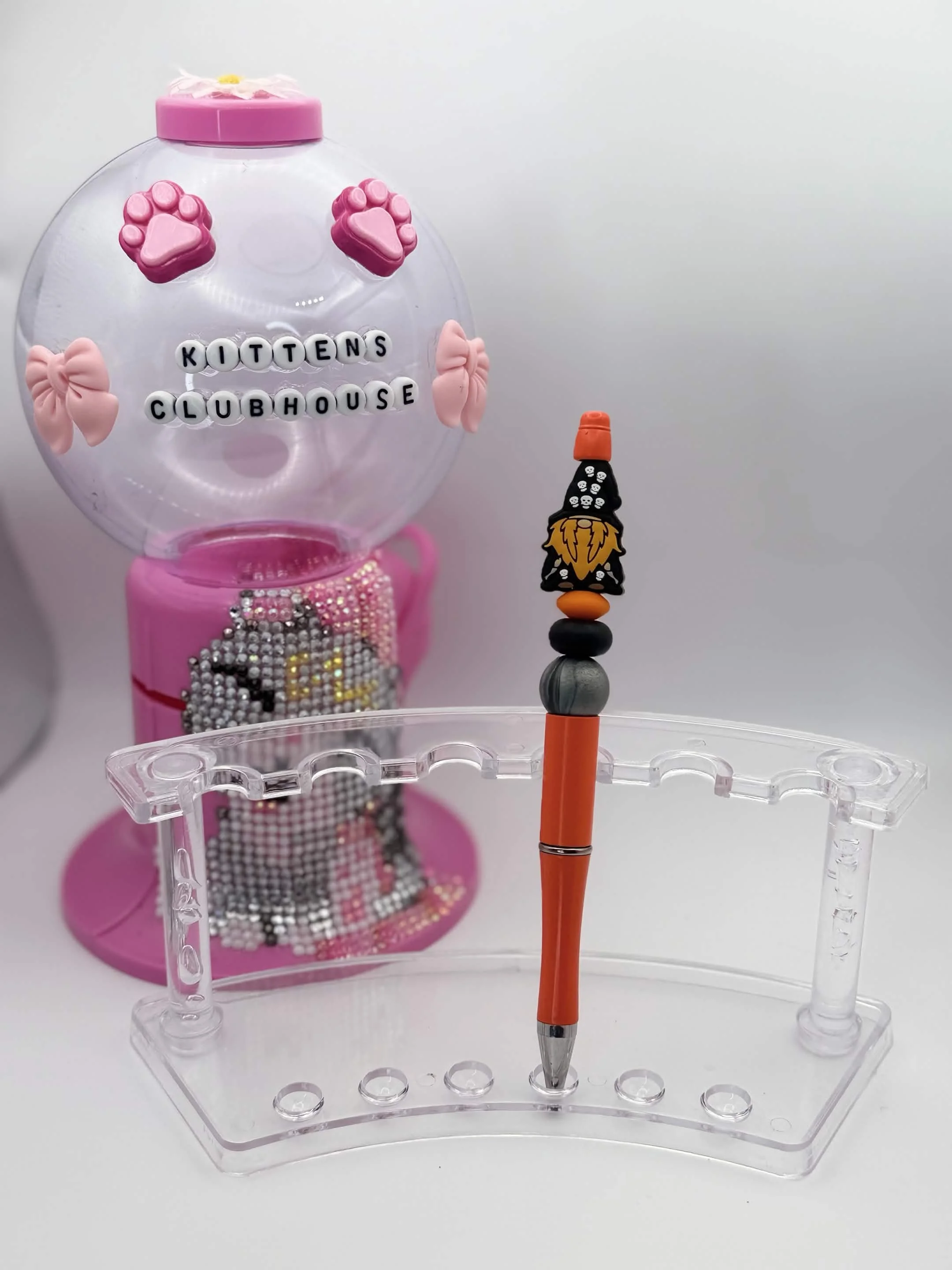 Orange Halloween Gnome Refillable Beaded Pen