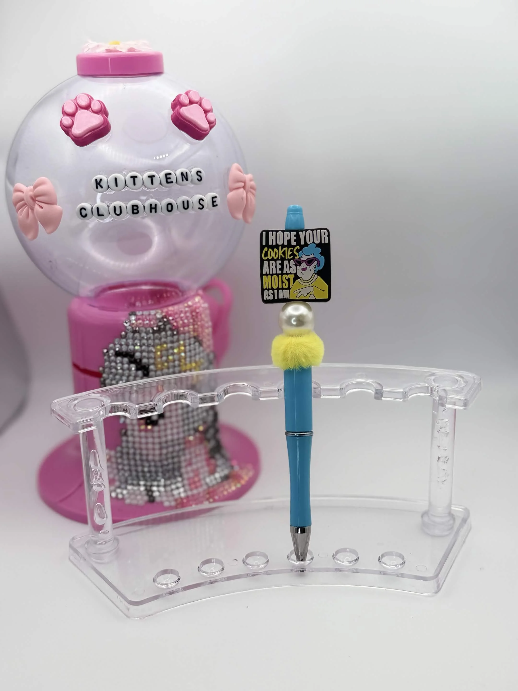 Blue & Yellow Funny Granny's Cookies Refillable Beaded Pen