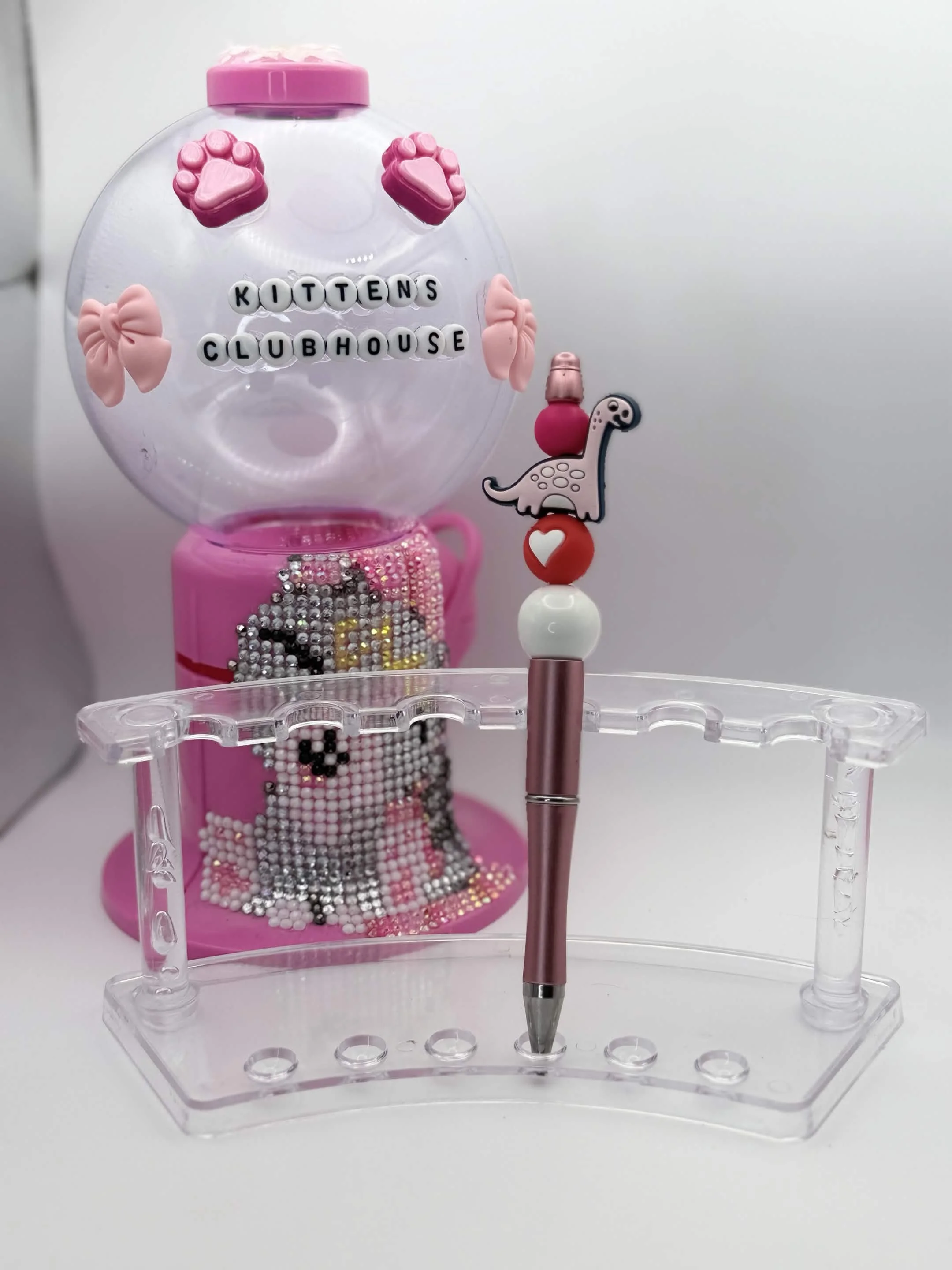 Pink & Red Dinosaur Refillable Beaded Pen