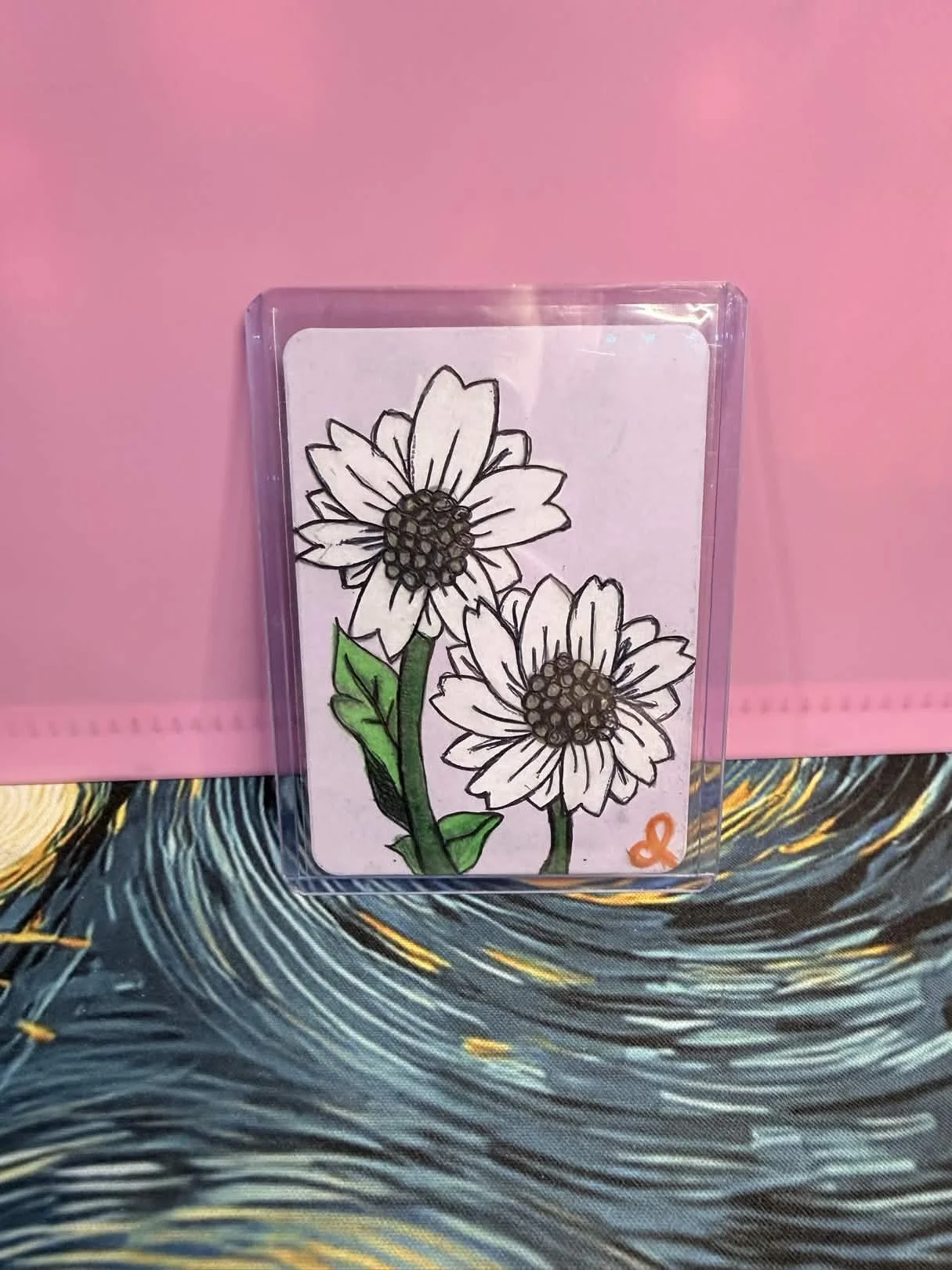 White Wildflowers Original ACEO • Colored Pencil & Ink Mini Art • 2.5" x 3.5" Collectible Art Card