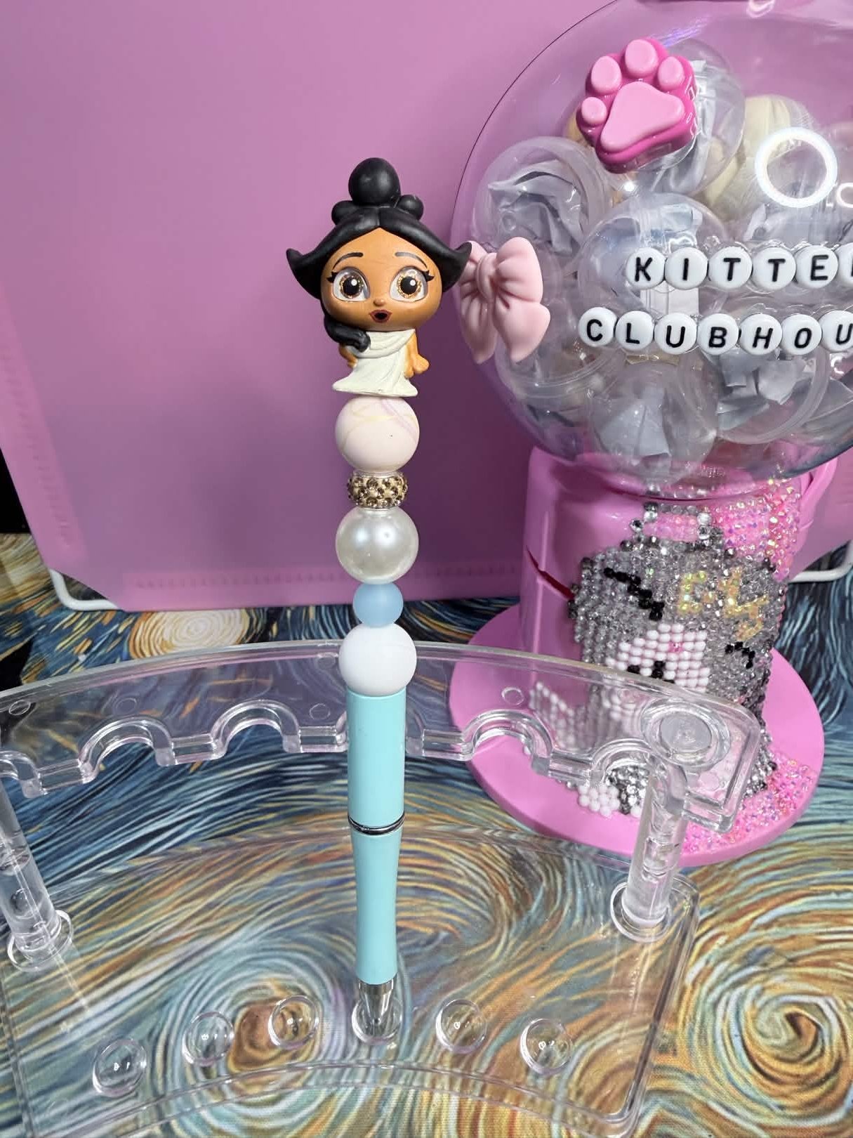 Clio Disney Doorable Refillable Beaded Pen • Handmade Bead Pen • Greek Muse‑Inspired Stationery