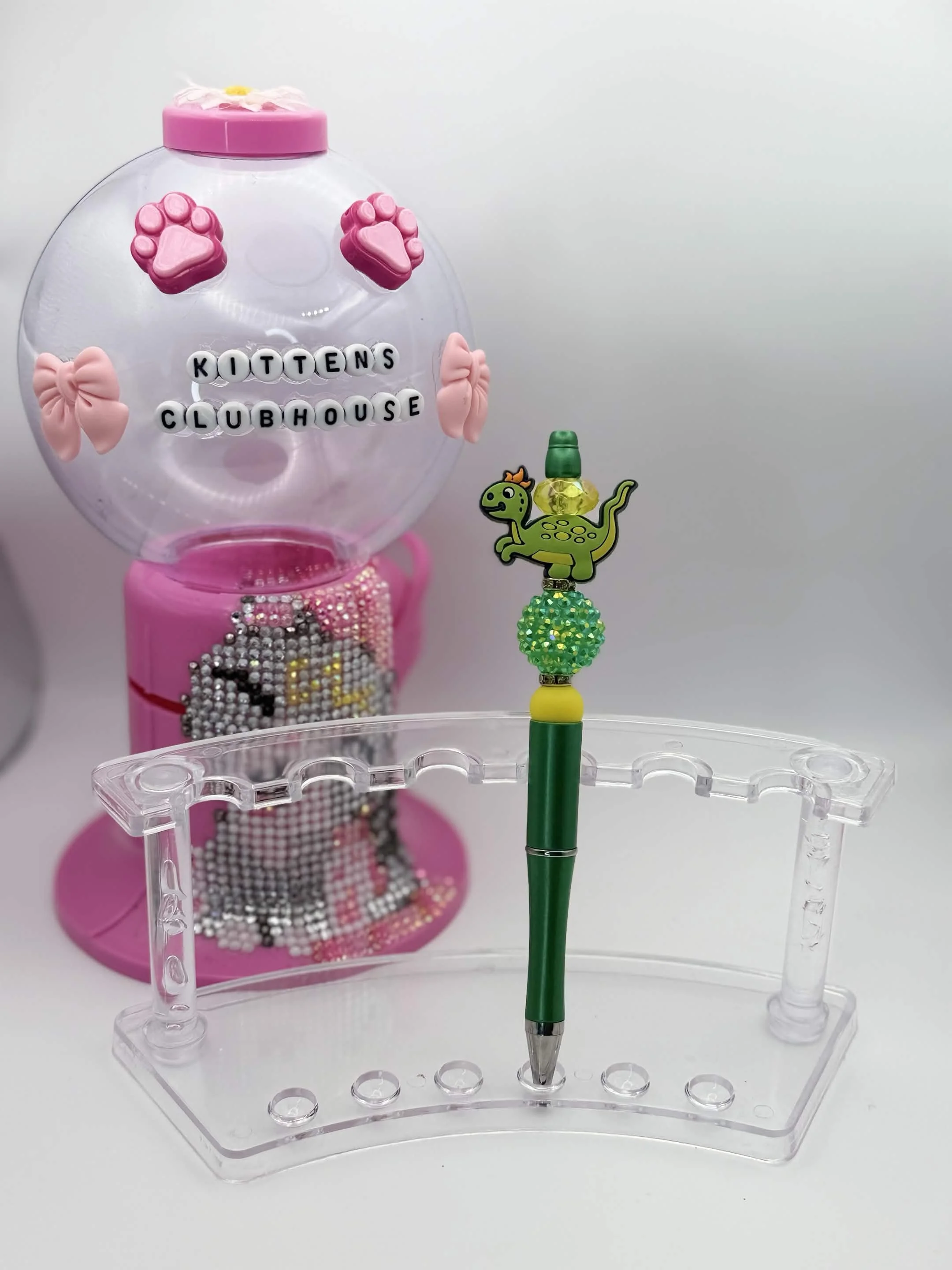 Green & Yellow Dinosaur Refillable Beaded Pen