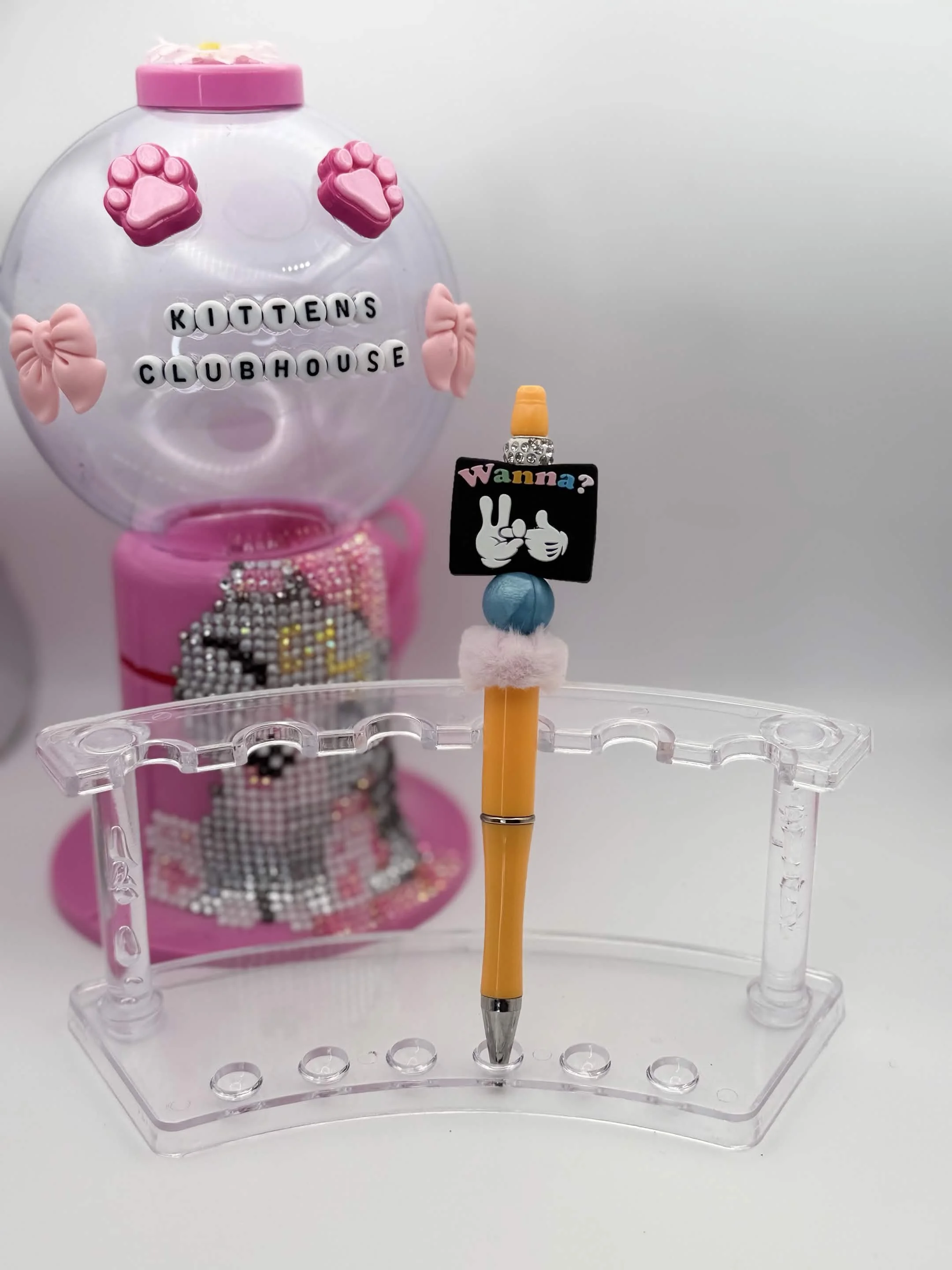 NSFW Orange & Pink Refillable Beaded Pen