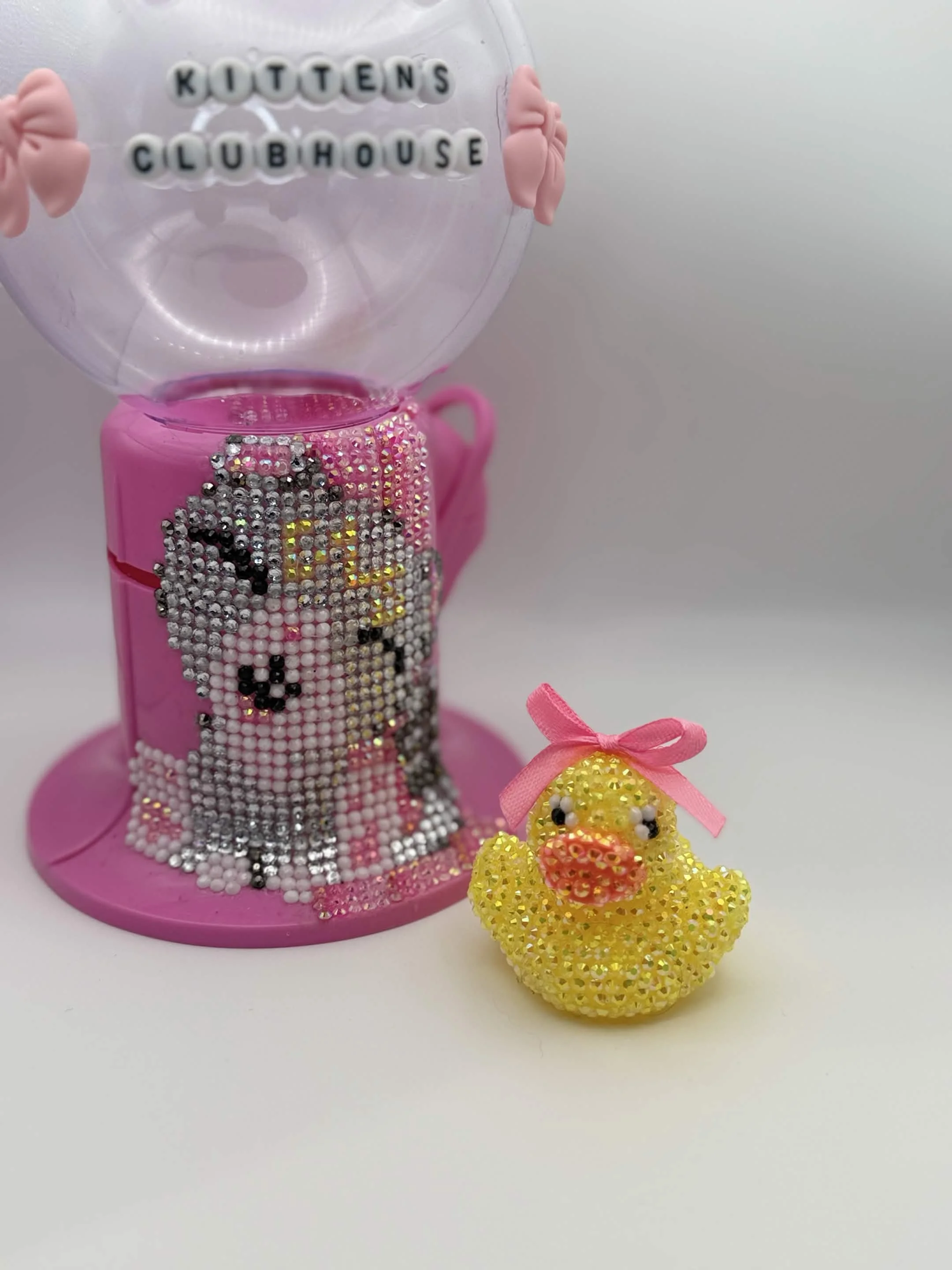 Hand‑Bedazzled Rubber Duckie with Pink Bow